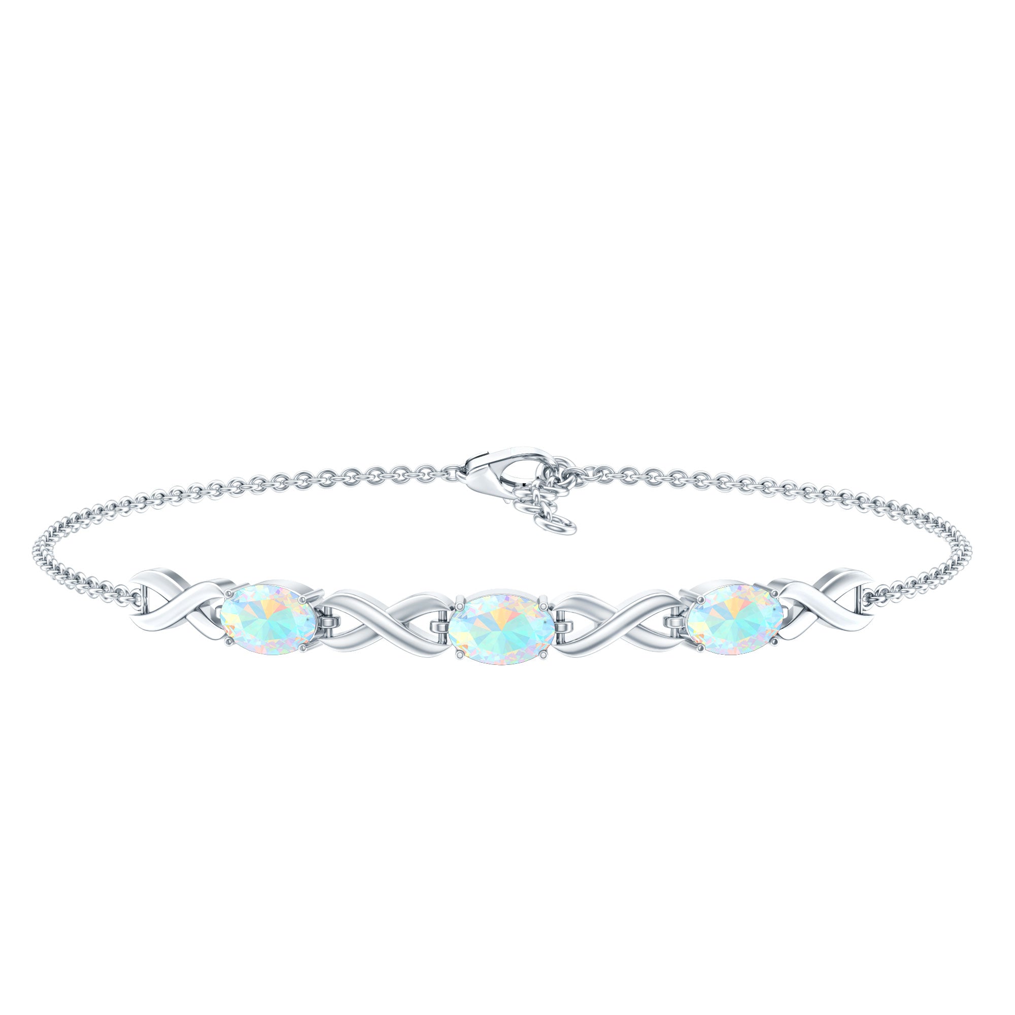 Ovaal gesneden Ethiopische opaal Infinity Link Bolo armband