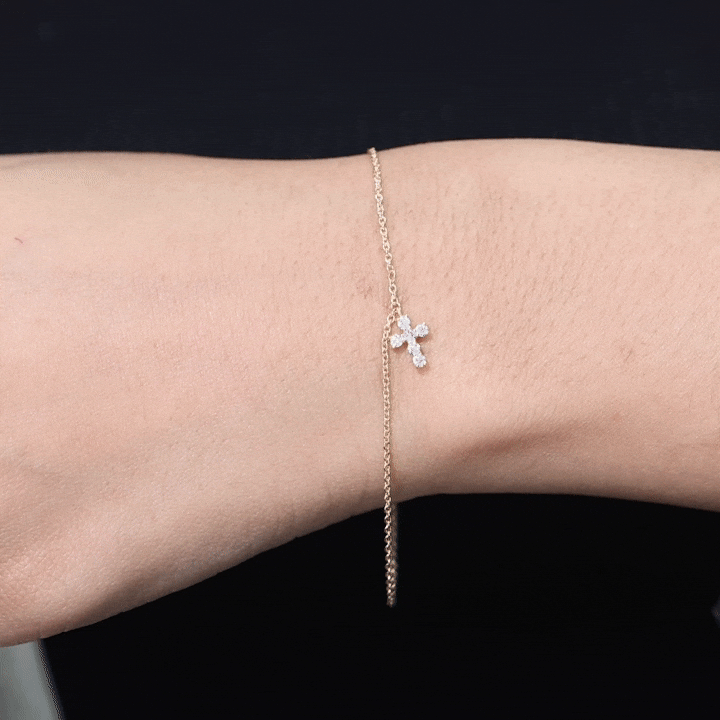 Certified Diamond Cross Chain Bracelet Natural - ( HI-SI ) - Rosec Jewels