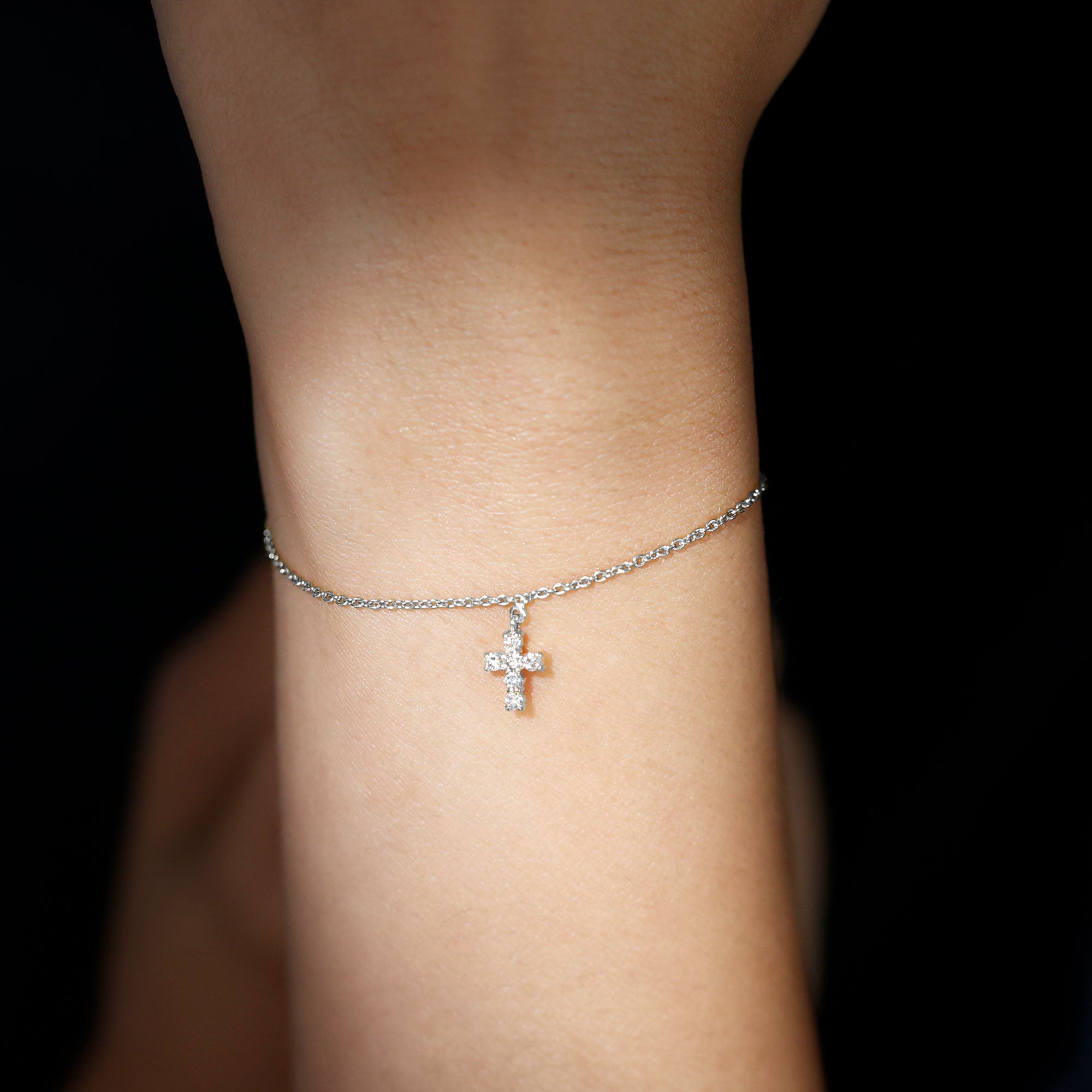 Certified Diamond Cross Chain Bracelet Natural - ( HI-SI ) - Rosec Jewels