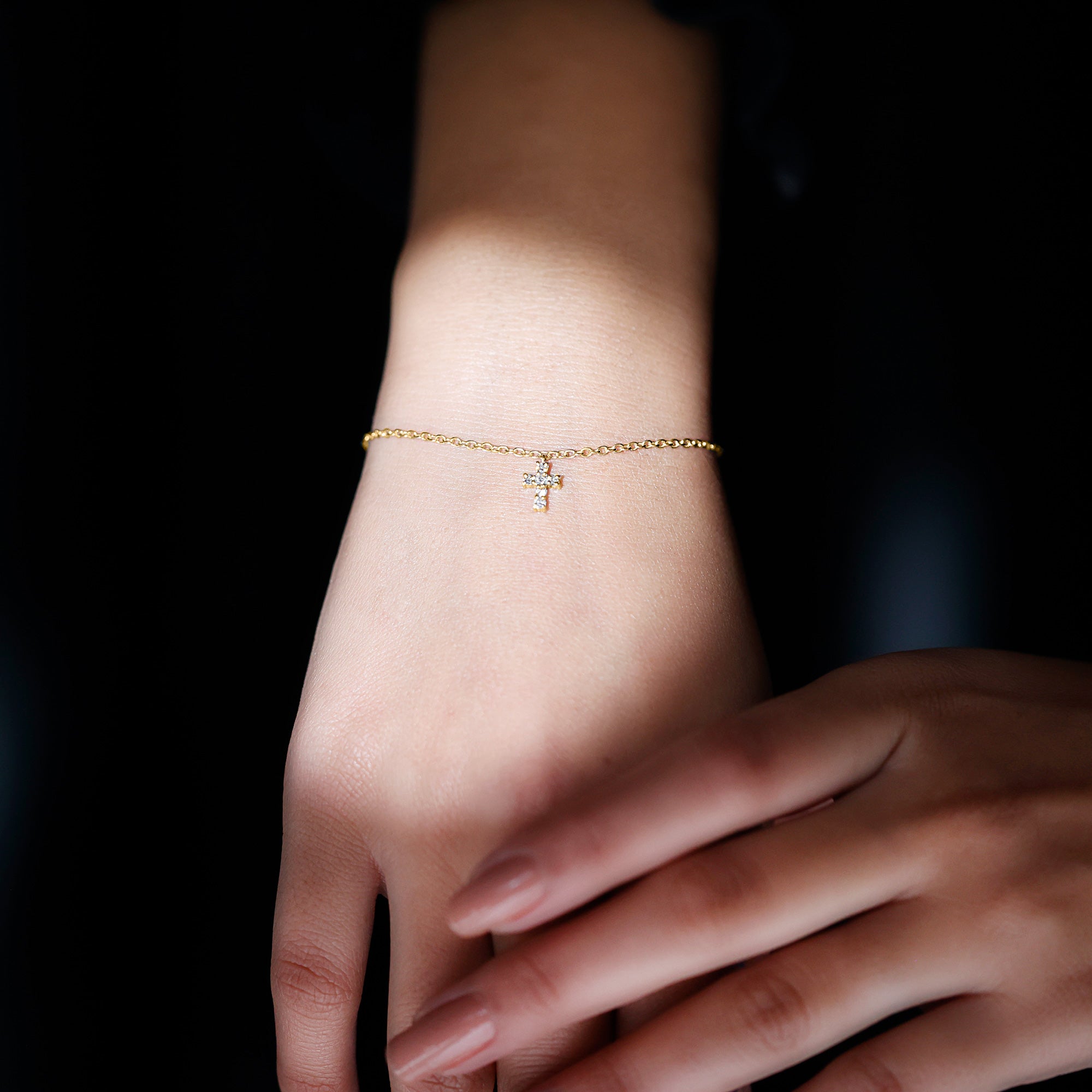 Certified Diamond Cross Chain Bracelet Natural - ( HI-SI ) - Rosec Jewels