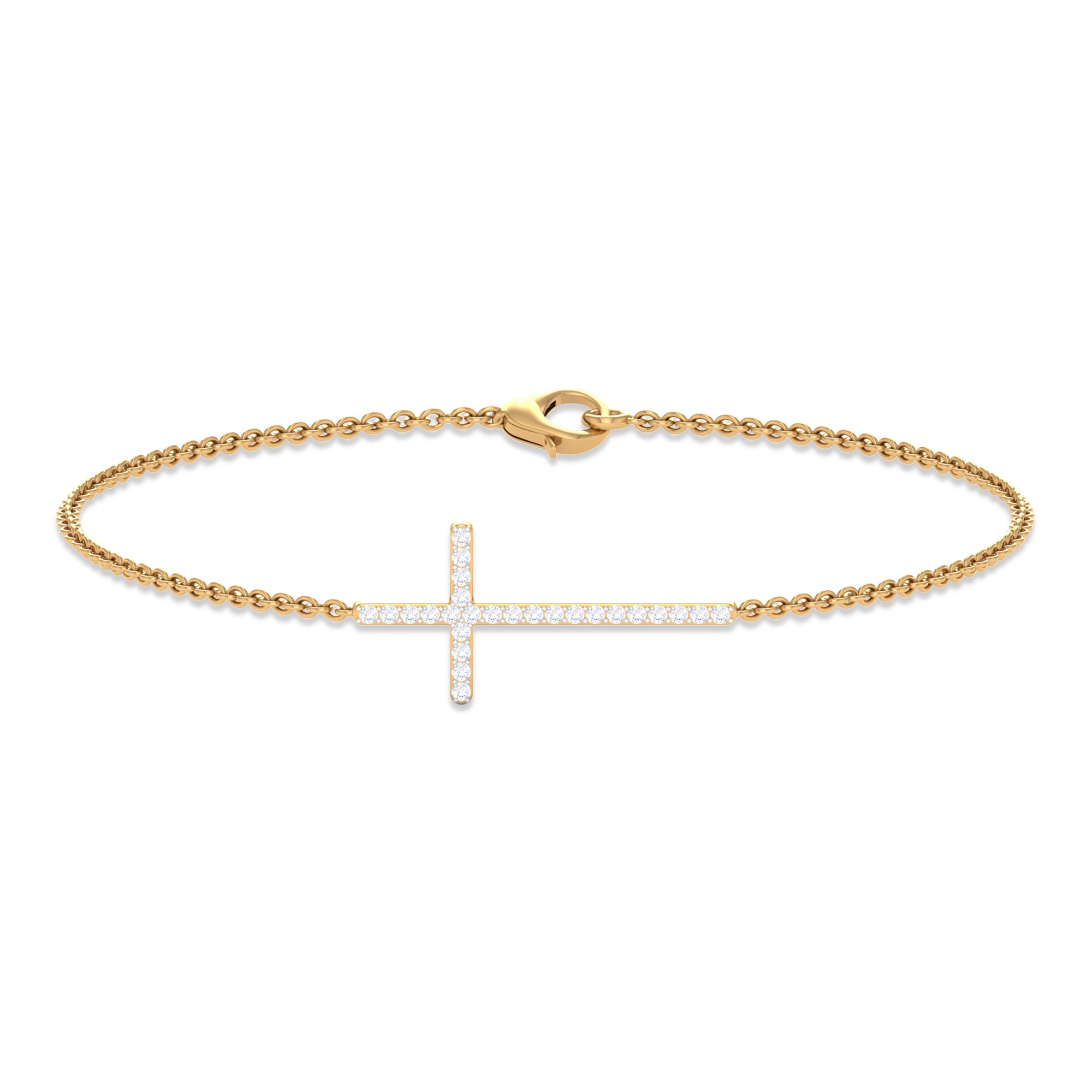 Rosec Jewels-Surface Prong Set Diamond Cross Chain Bracelet
