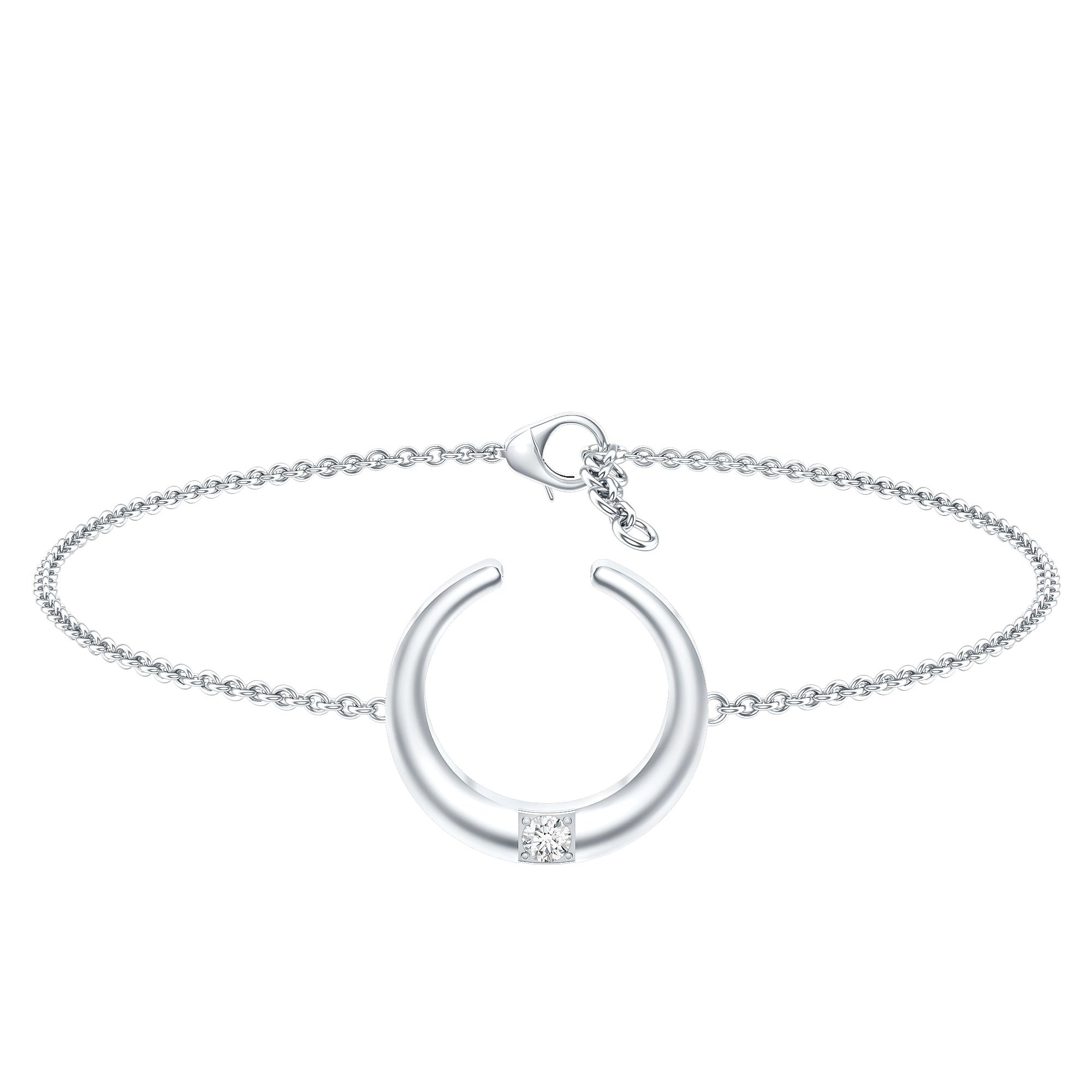 Certified Diamond Moon Chain Bracelet Natural - ( HI-SI ) - Rosec Jewels
