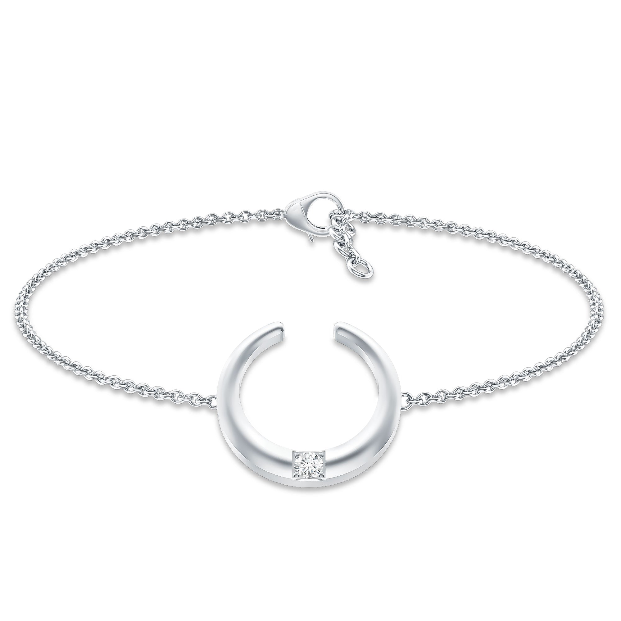 Certified Diamond Moon Chain Bracelet Natural - ( HI-SI ) - Rosec Jewels