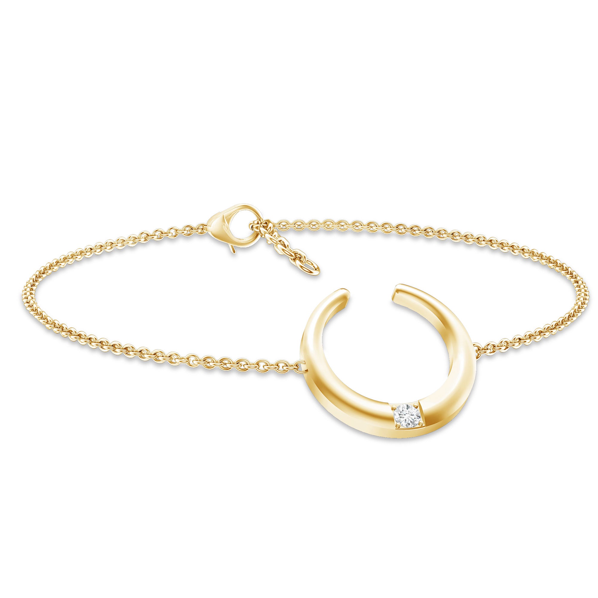 Certified Diamond Moon Chain Bracelet Natural - ( HI-SI ) - Rosec Jewels