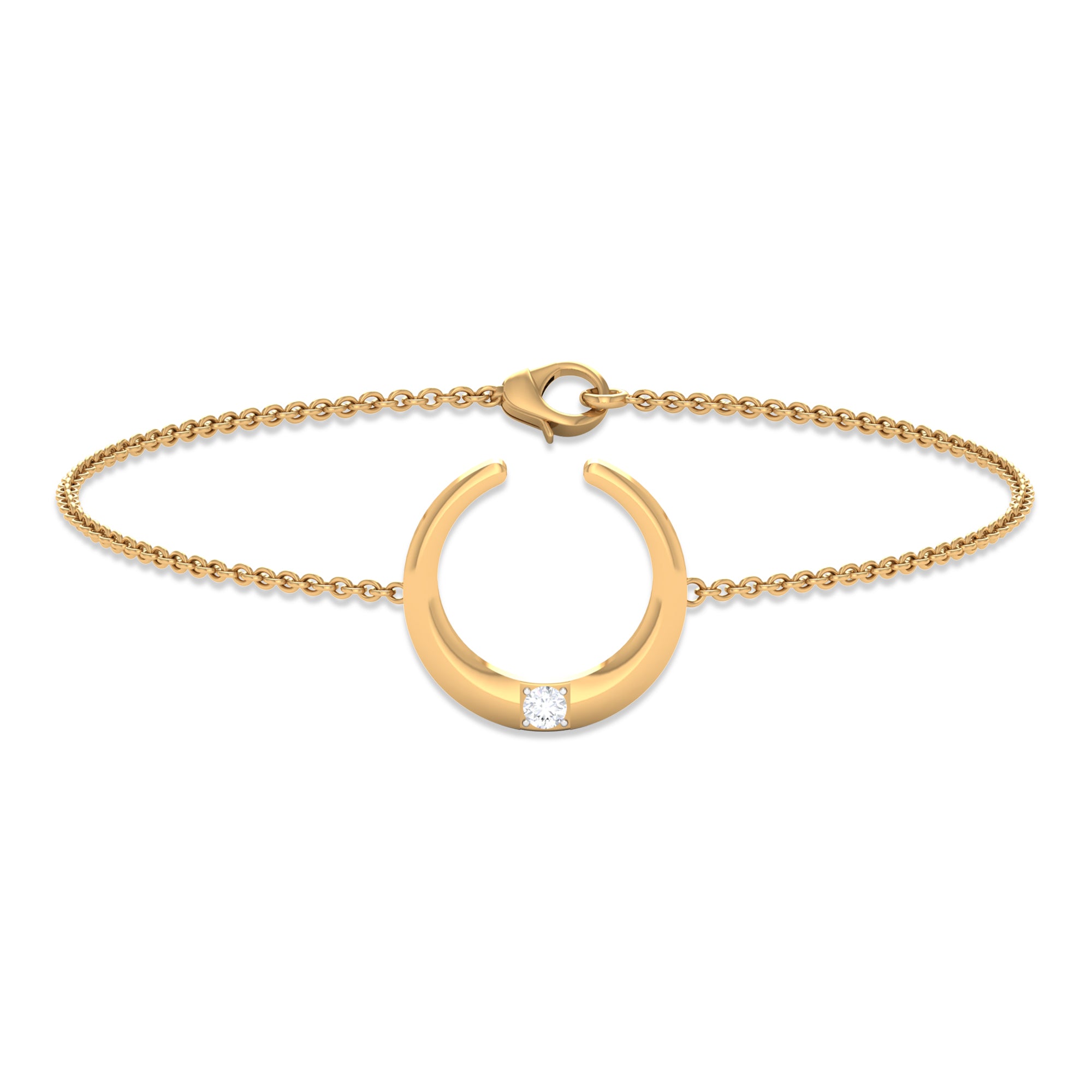Certified Diamond Moon Chain Bracelet Natural - ( HI-SI ) - Rosec Jewels