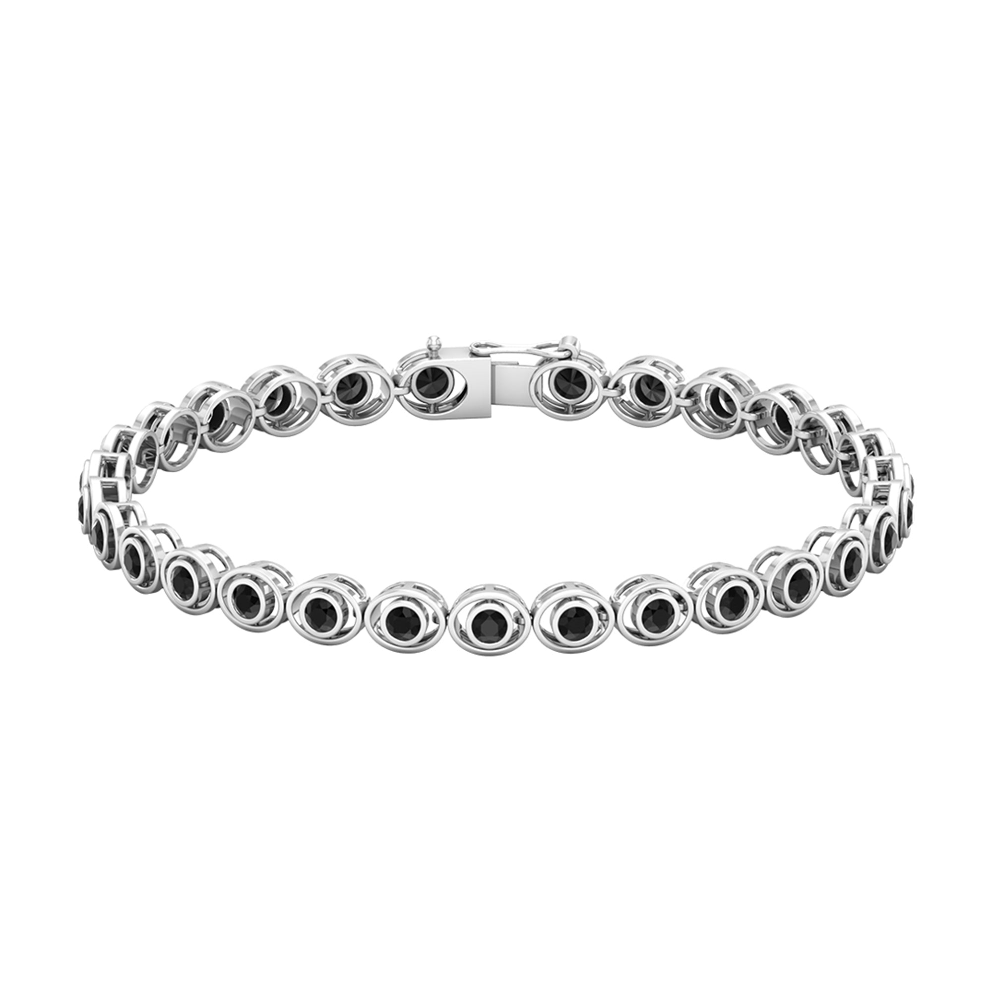 2.61 Carat Black Onyx Tennis Bracelet with Certificate AAA - Rosec Jewels