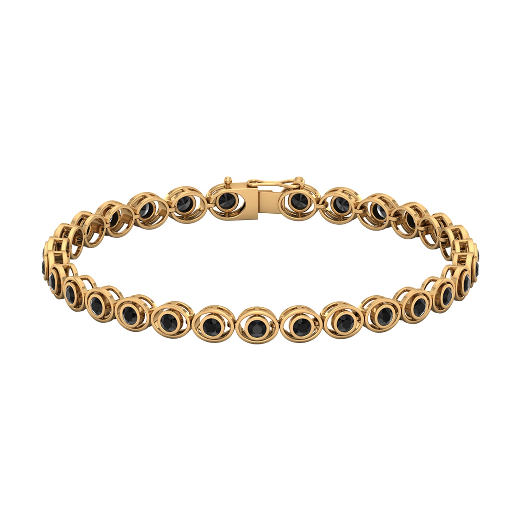 2.61 Carat Black Onyx Tennis Bracelet with Certificate AAA - Rosec Jewels