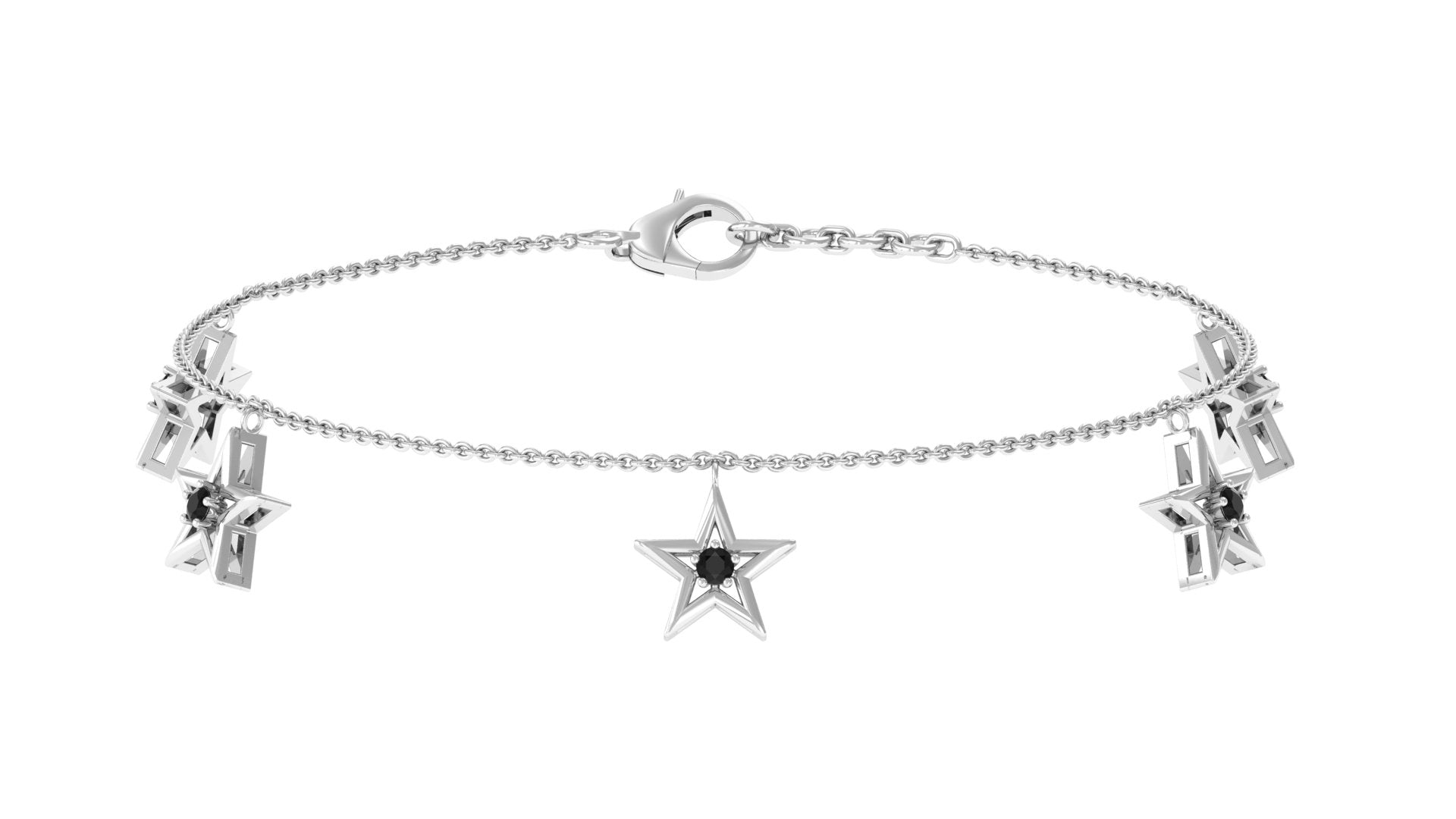 Black Diamond Star Chain Charm Bracelet