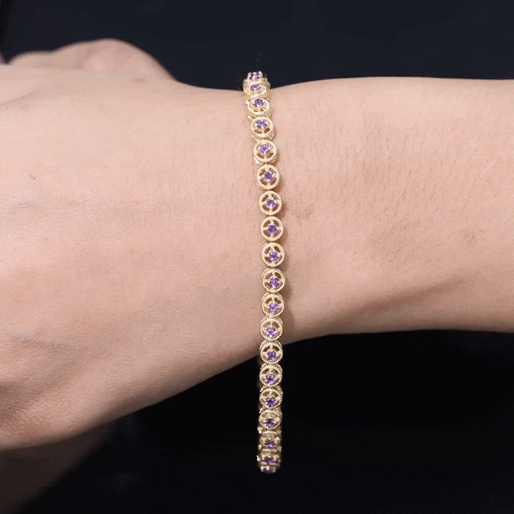 Natural 3.4 Carat Amethyst Tennis Bracelet for Women AAA - Rosec Jewels