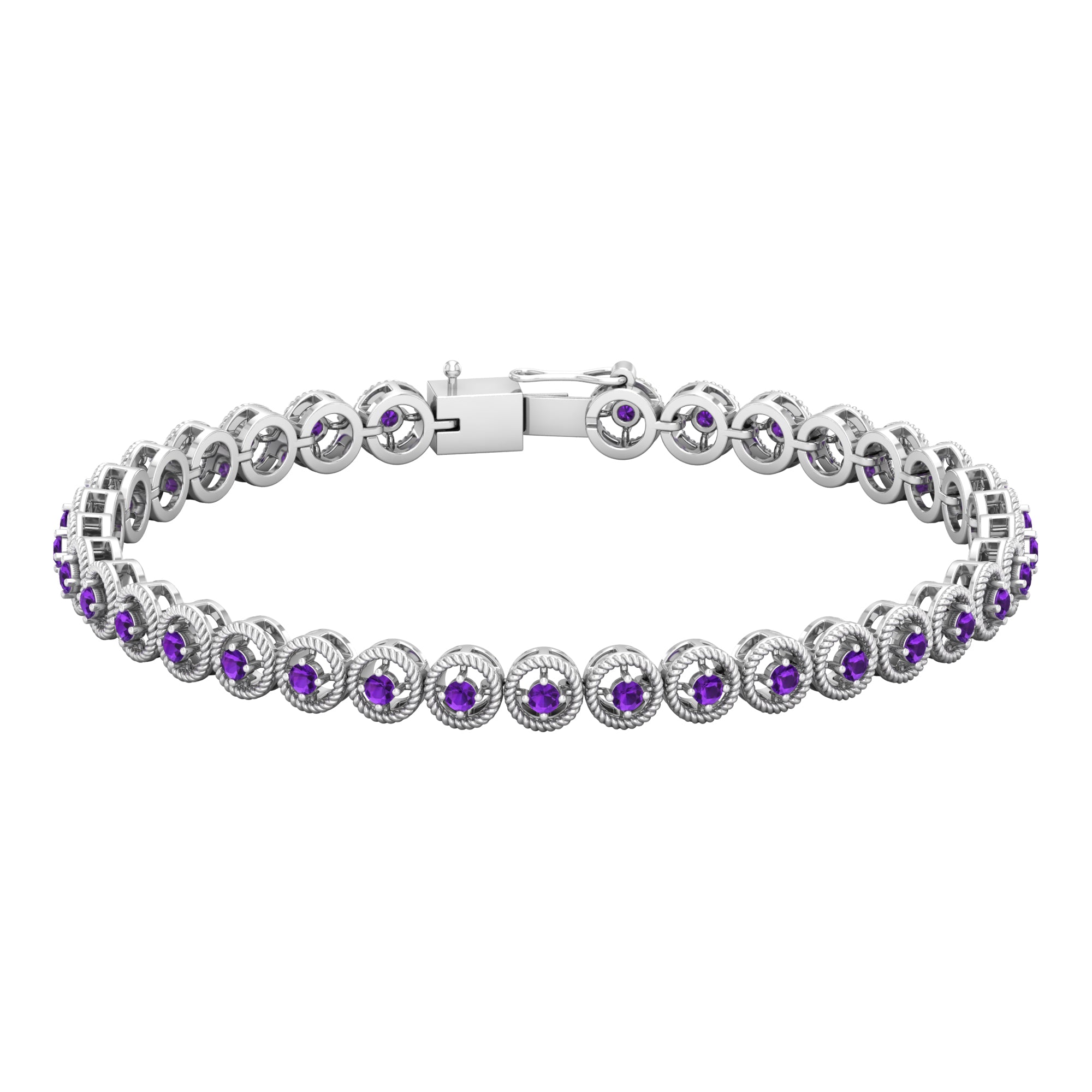 Natural 3.4 Carat Amethyst Tennis Bracelet for Women AAA - Rosec Jewels