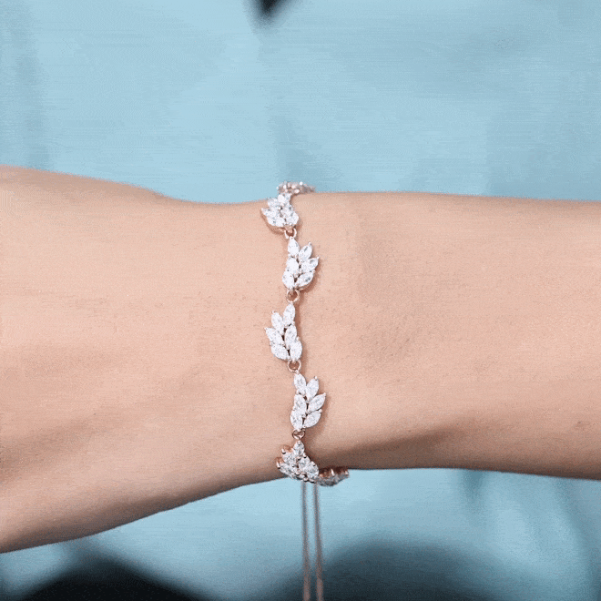 Leaf Bolo Bracelet with Marquise Cut Moissanite D-VS1 - Rosec Jewels