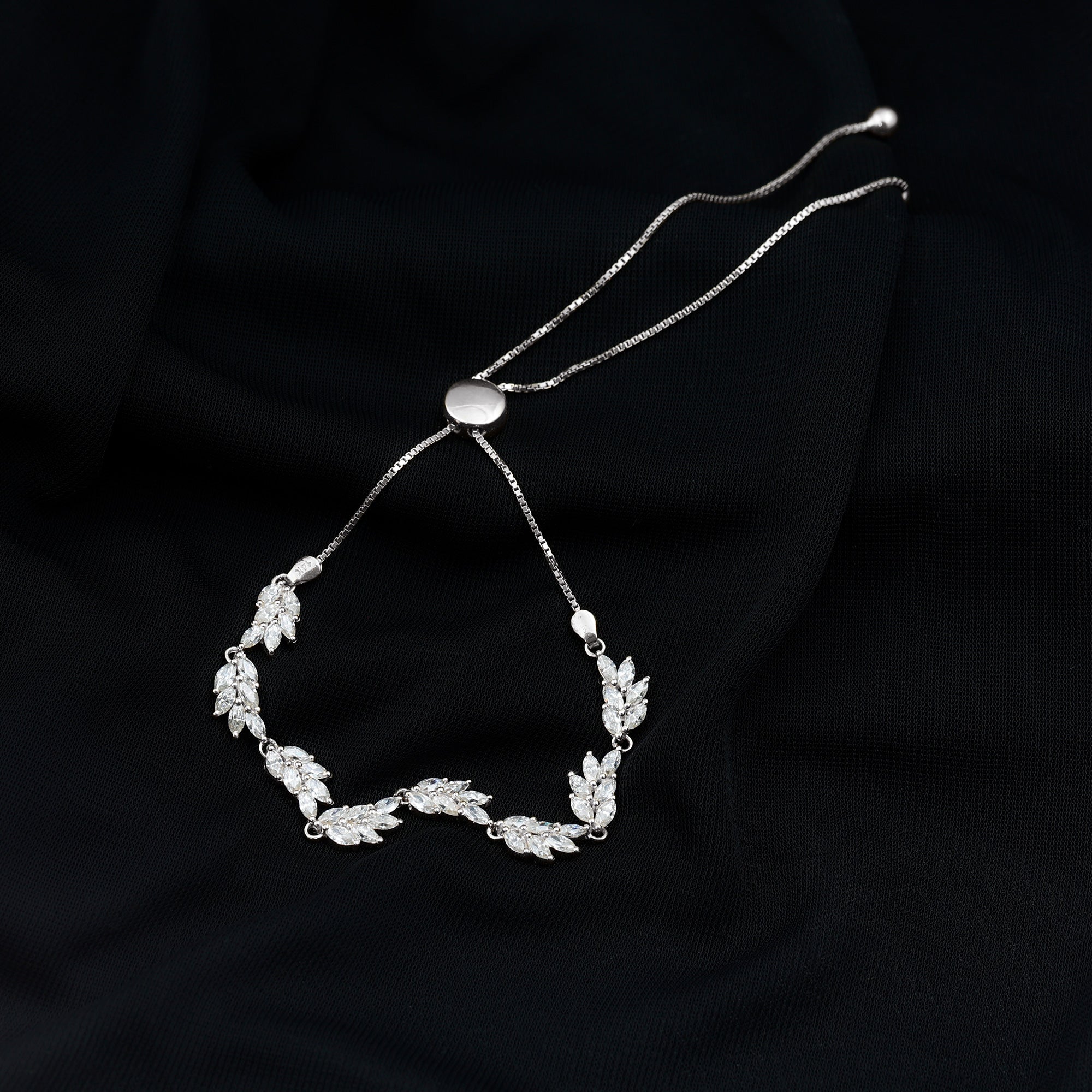 Leaf Bolo Bracelet with Marquise Cut Moissanite D-VS1 - Rosec Jewels