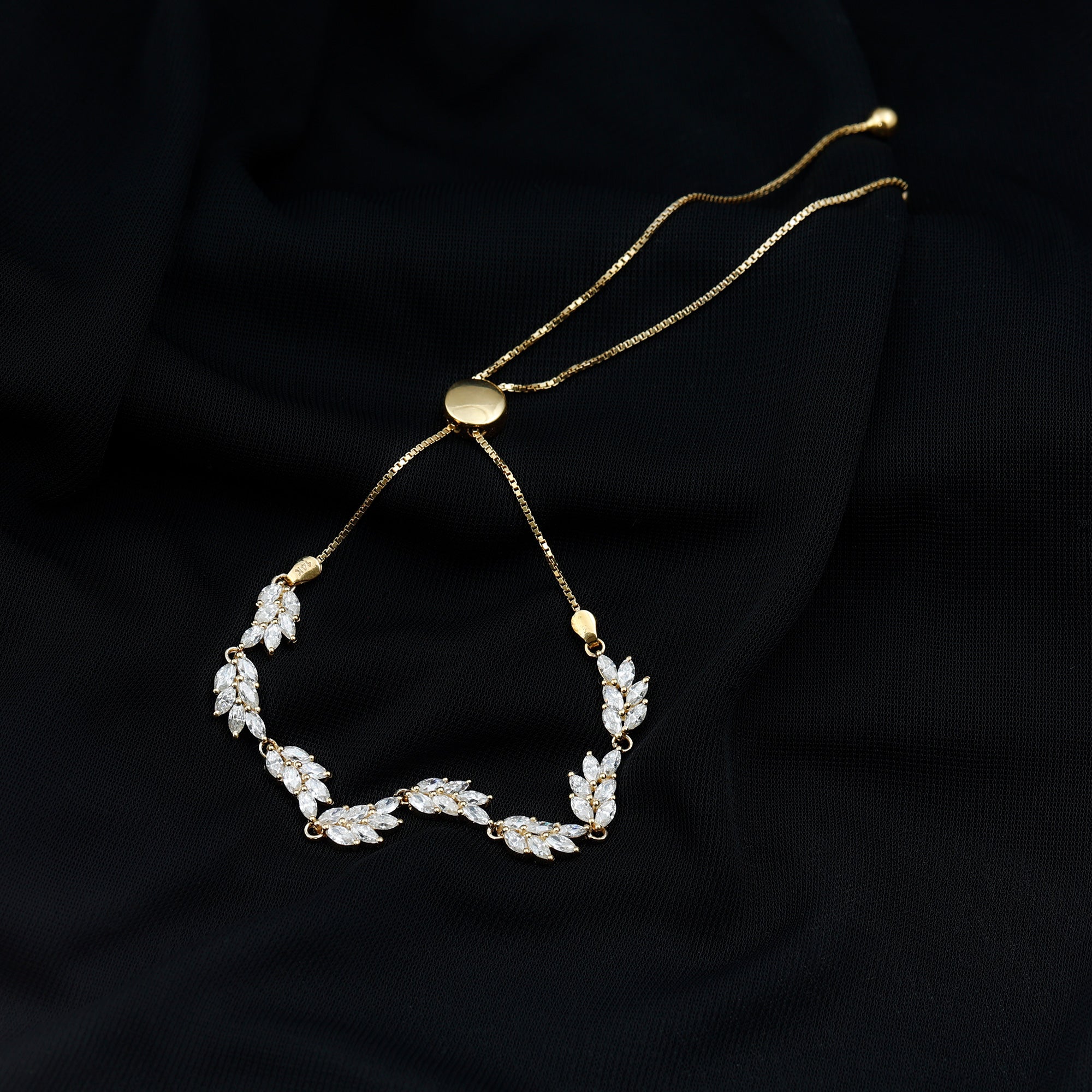 Leaf Bolo Bracelet with Marquise Cut Moissanite D-VS1 - Rosec Jewels