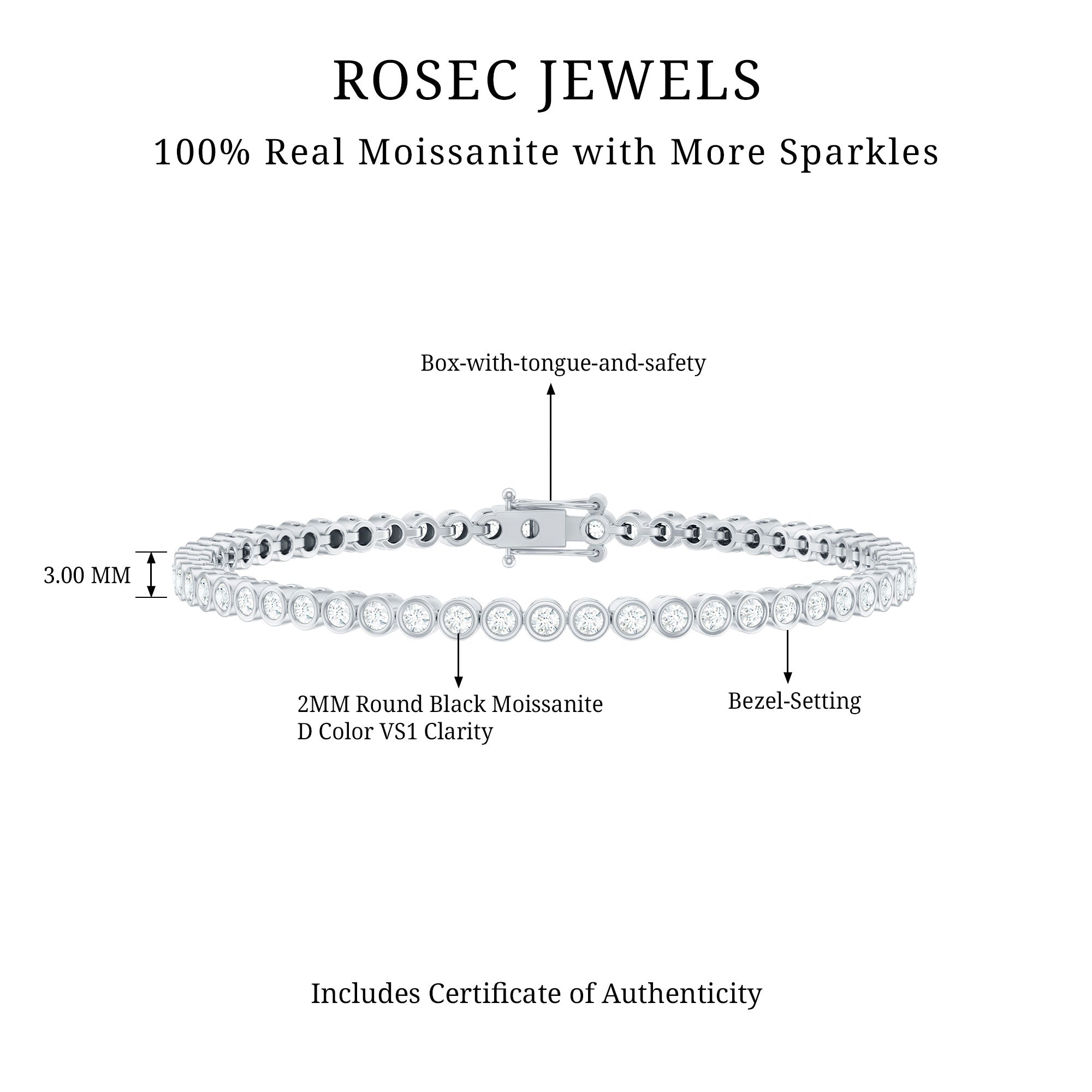 3.50 CT Moissanite Wedding Tennis Bracelet For Bride D-VS1 - Rosec Jewels