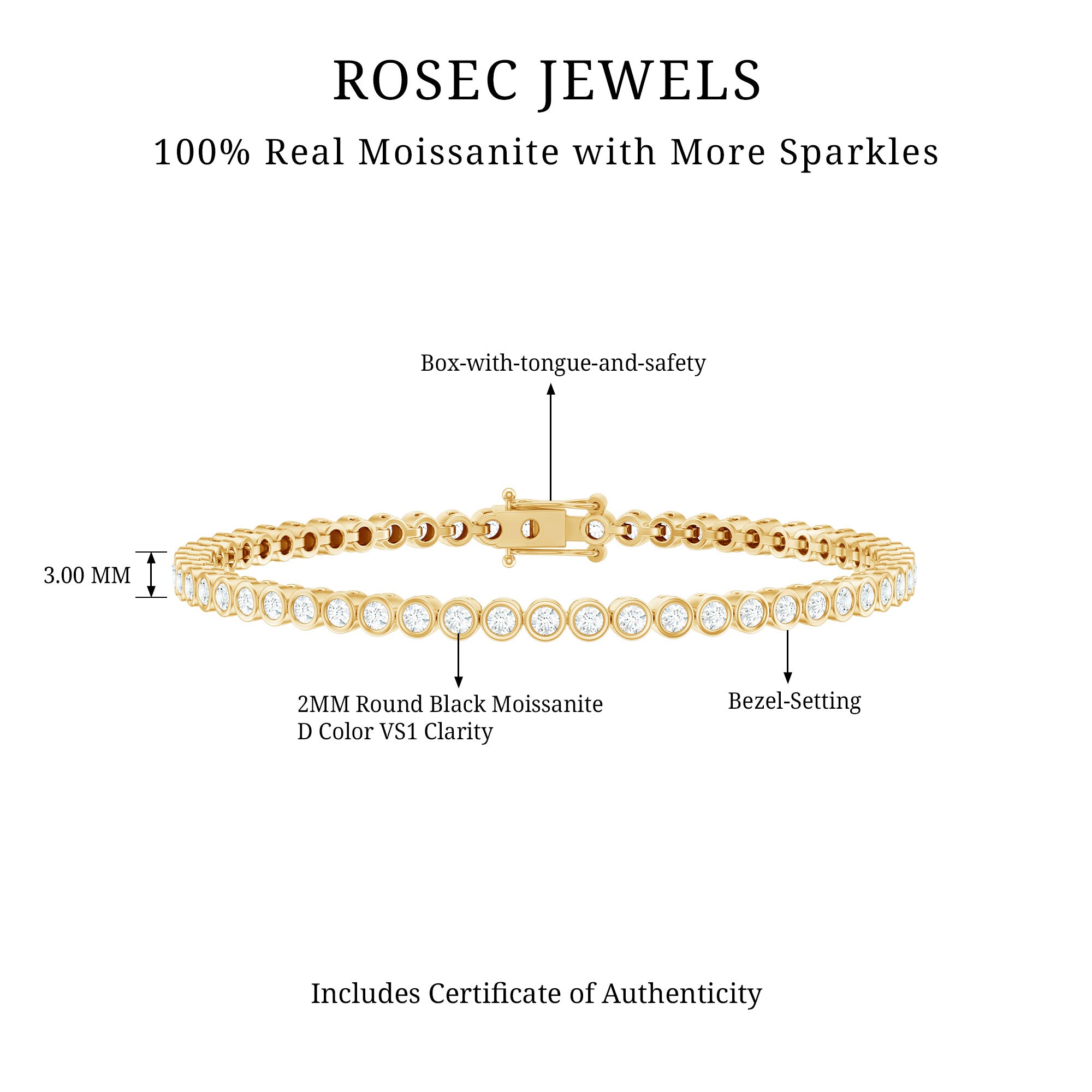 3.50 CT Moissanite Wedding Tennis Bracelet For Bride D-VS1 - Rosec Jewels