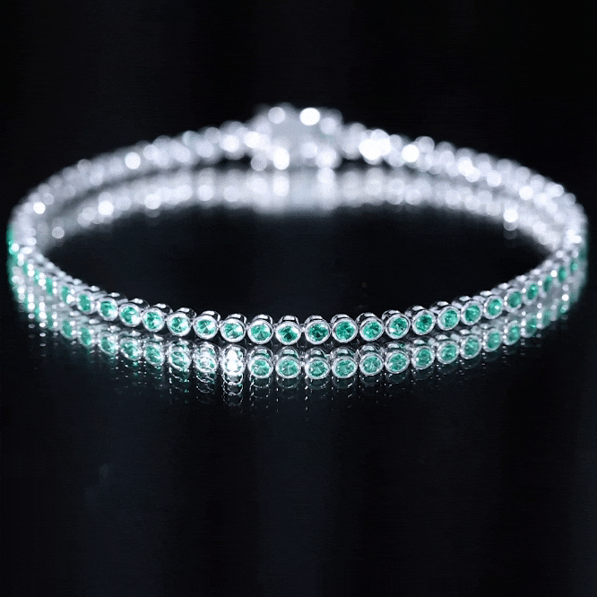 Bezel Set Lab Created Emerald Tennis Bracelet for Women AAAA - Rosec Jewels