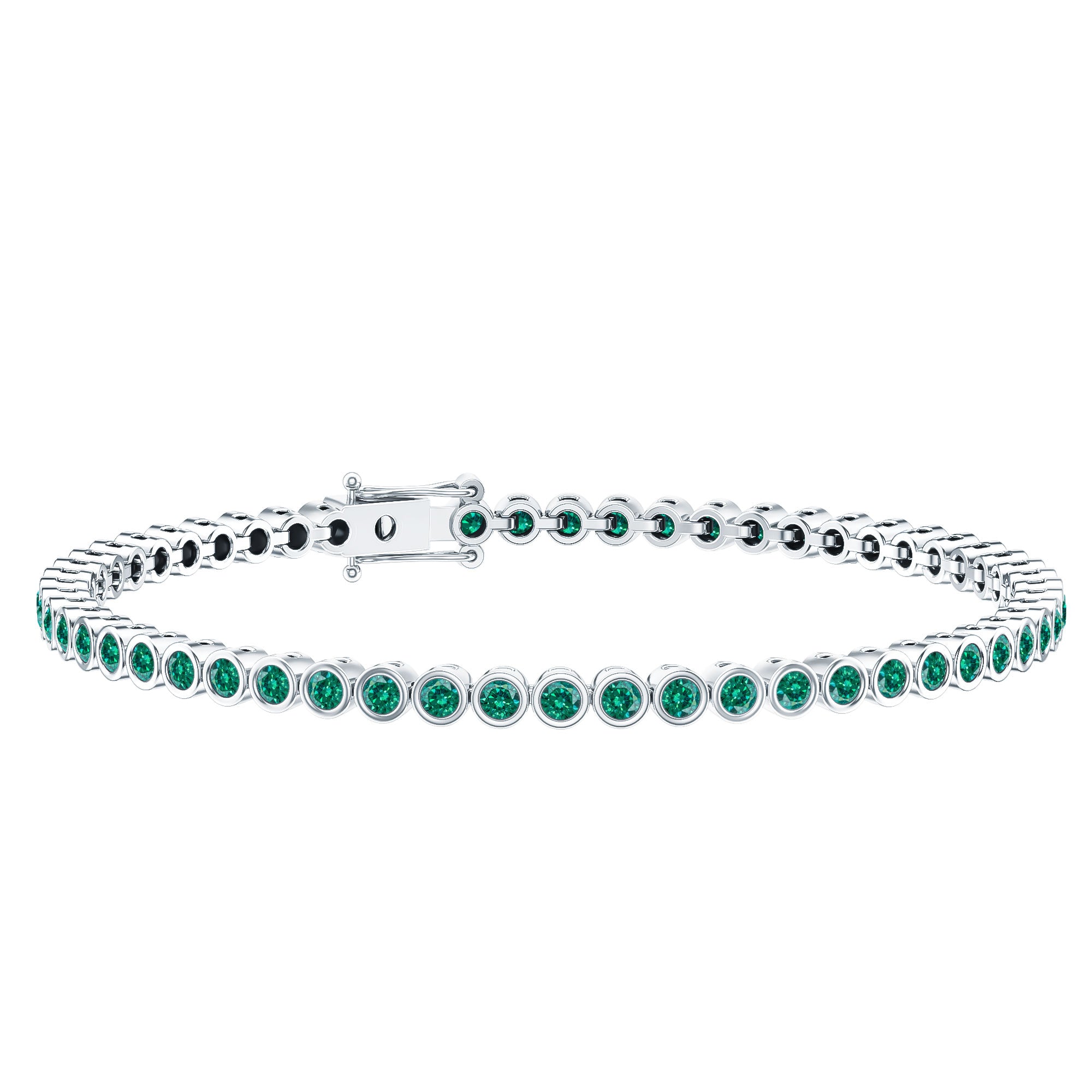 Bezel Set Lab Created Emerald Tennis Bracelet for Women AAAA - Rosec Jewels