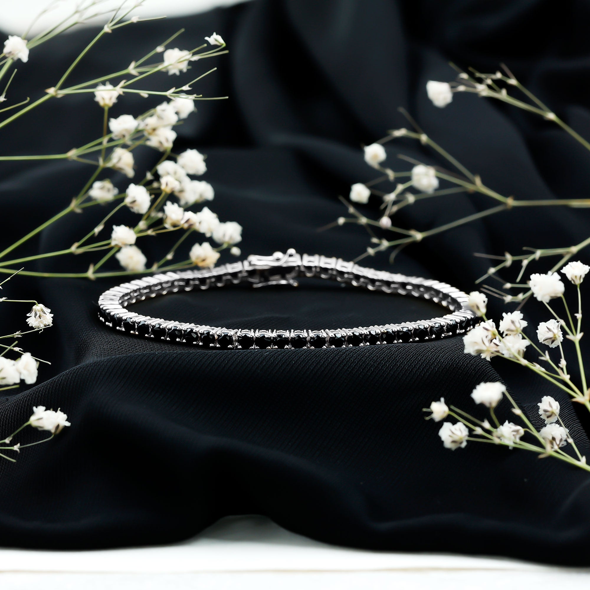 Certified Round Cut Lab Grown Black Diamond Tennis Bracelet AAAA ( Synthetic ) - Rosec Jewels