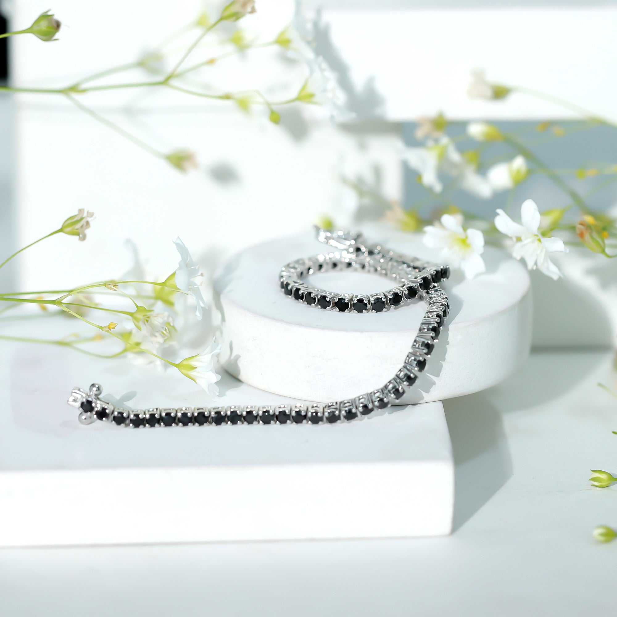 Certified Round Cut Lab Grown Black Diamond Tennis Bracelet AAAA ( Synthetic ) - Rosec Jewels