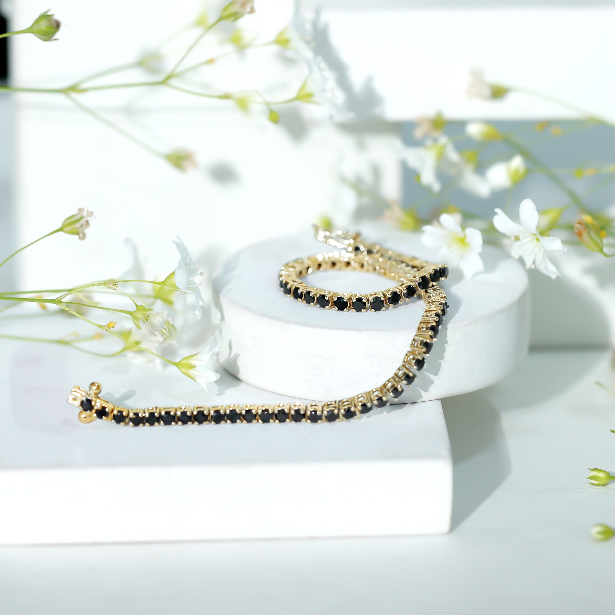 Certified Round Cut Lab Grown Black Diamond Tennis Bracelet AAAA ( Synthetic ) - Rosec Jewels