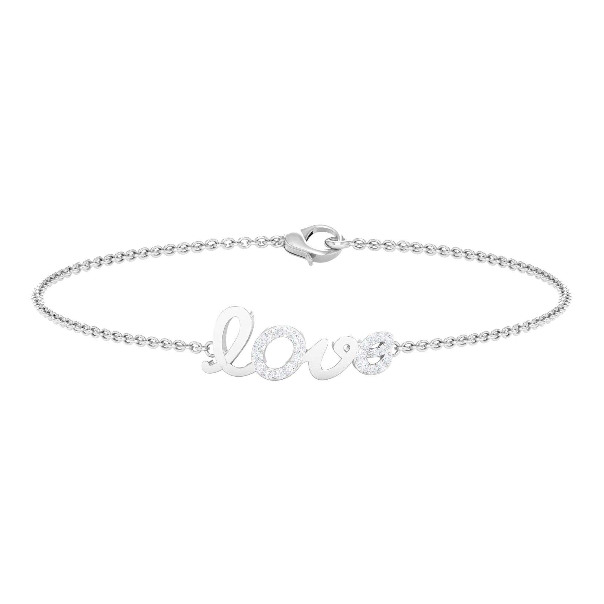 Rosec Jewels-Surface Prong Set Diamond Love Chain Bracelet