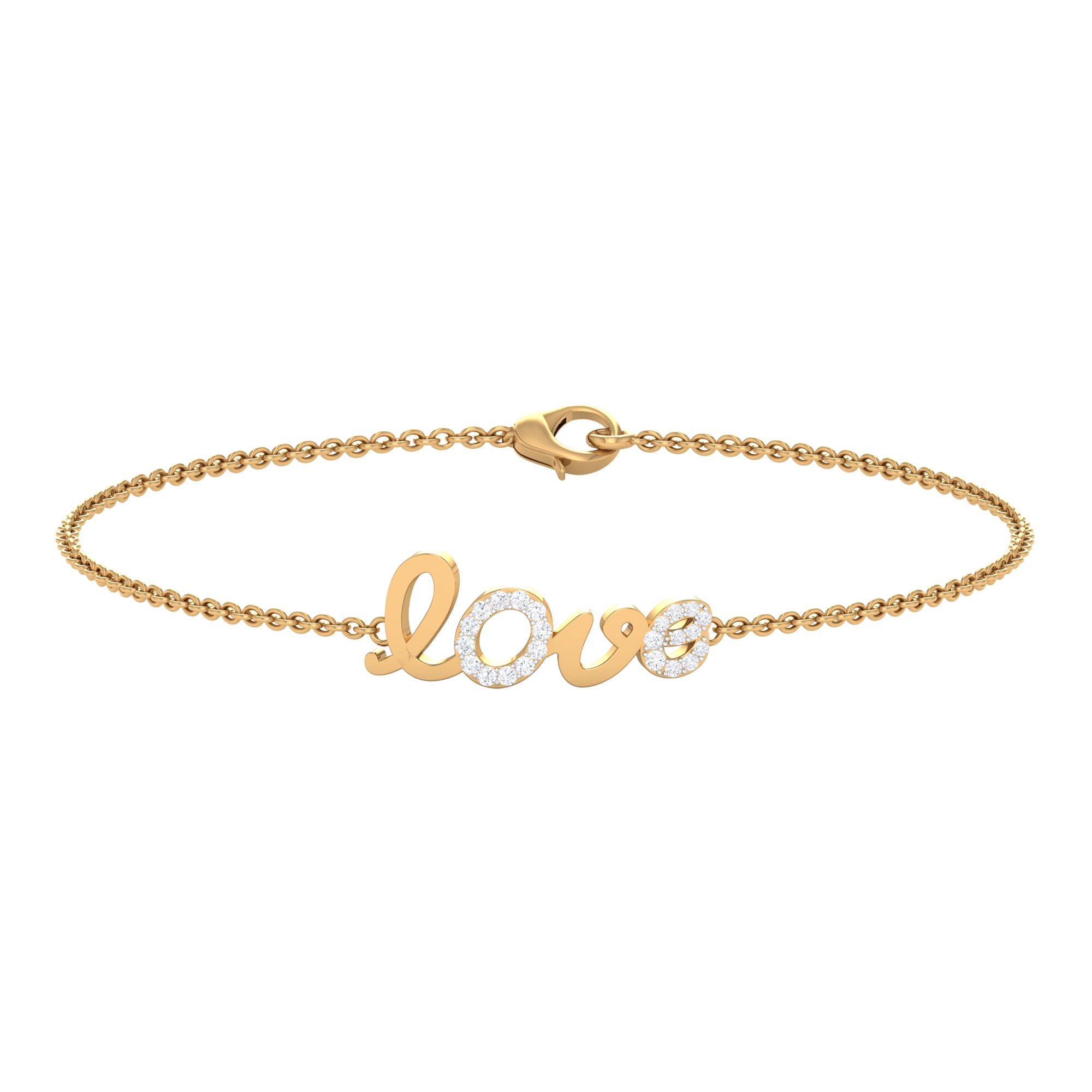 Rosec Jewels-Surface Prong Set Diamond Love Chain Bracelet