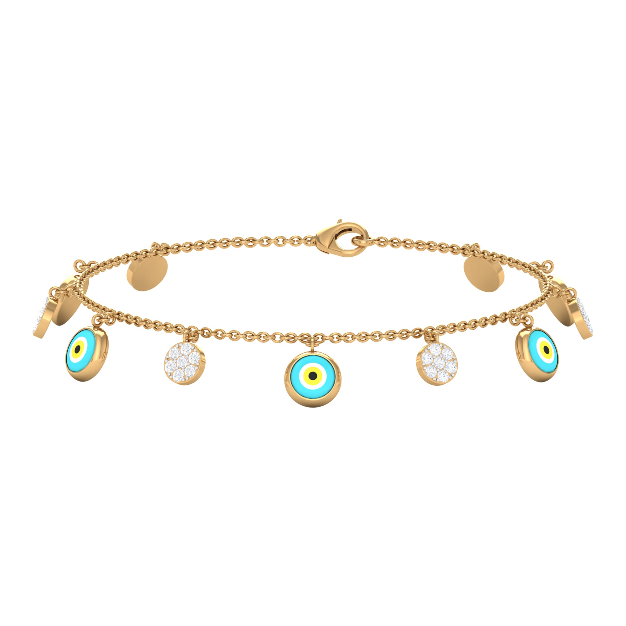 Rosec Jewels-Diamond Evil Eye Chain Charm Bracelet