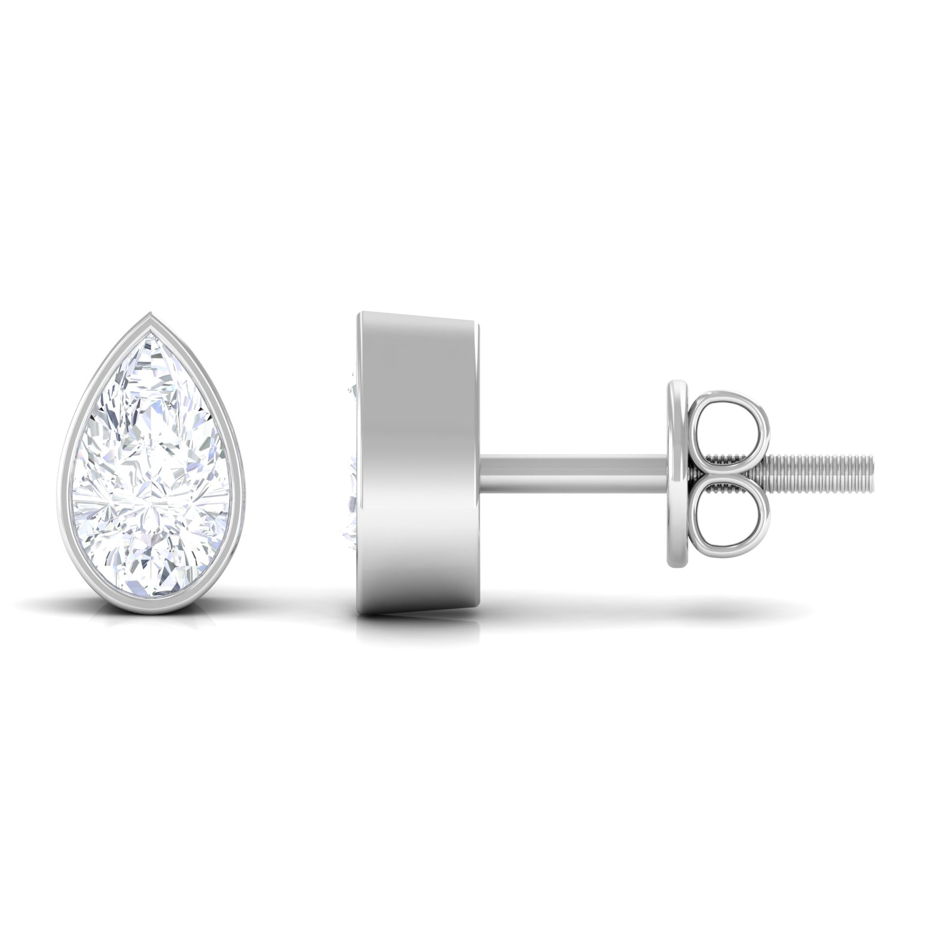 Rosec Jewels-1/2 CT Pear Cut Bezel Set Diamond Solitaire Dainty Stud Earrings