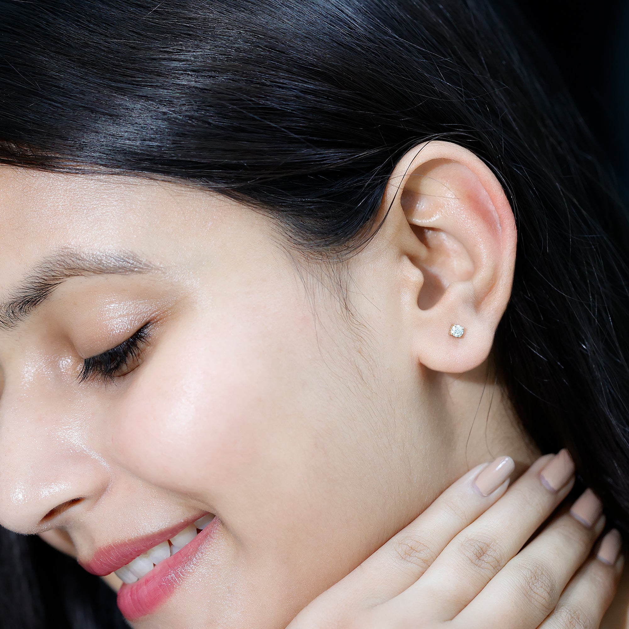 Brilliant Cut Diamond Stud Earrings in Prong Setting Natural - ( HI-SI ) - Rosec Jewels