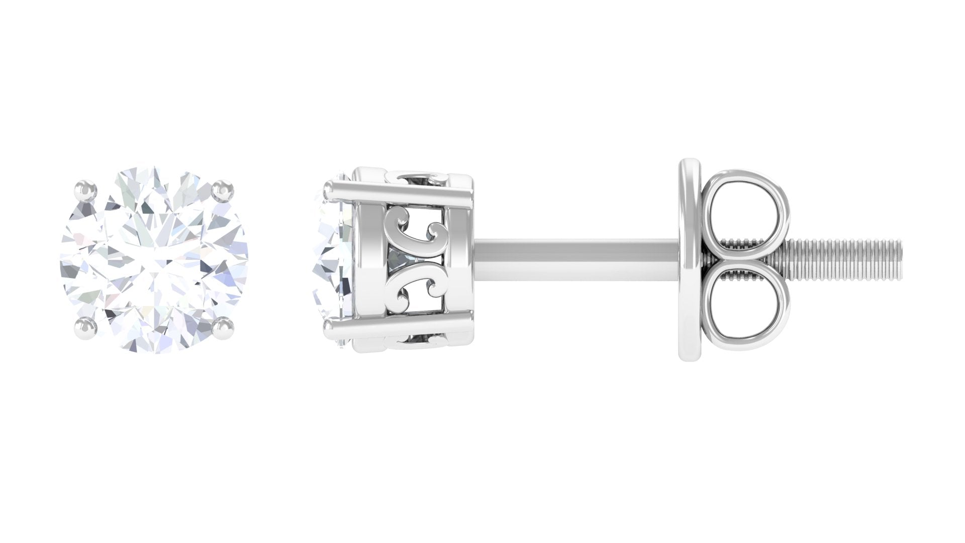 Brilliant Cut Diamond Solitaire Stud Earrings in Prong Setting Natural - ( HI-SI ) - Rosec Jewels