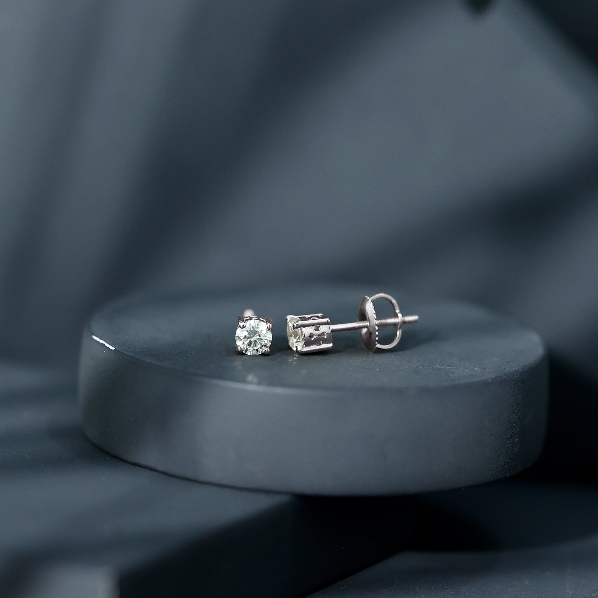 Rosec Jewels-4X4 MM Round Cut Diamond Solitaire Stud Earrings in 4 Prong Setting for Women