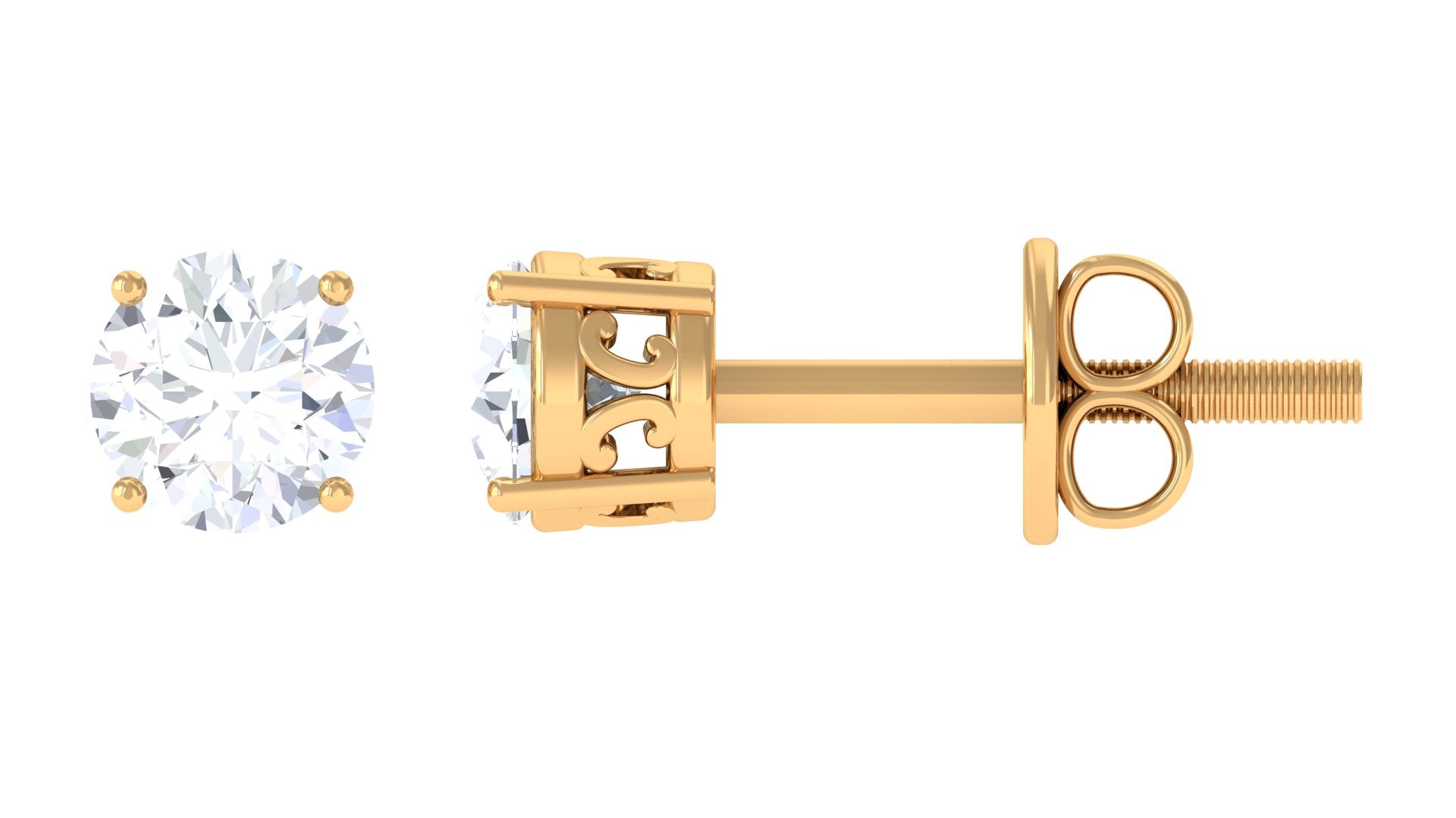Brilliant Cut Diamond Solitaire Stud Earrings in Prong Setting Natural - ( HI-SI ) - Rosec Jewels