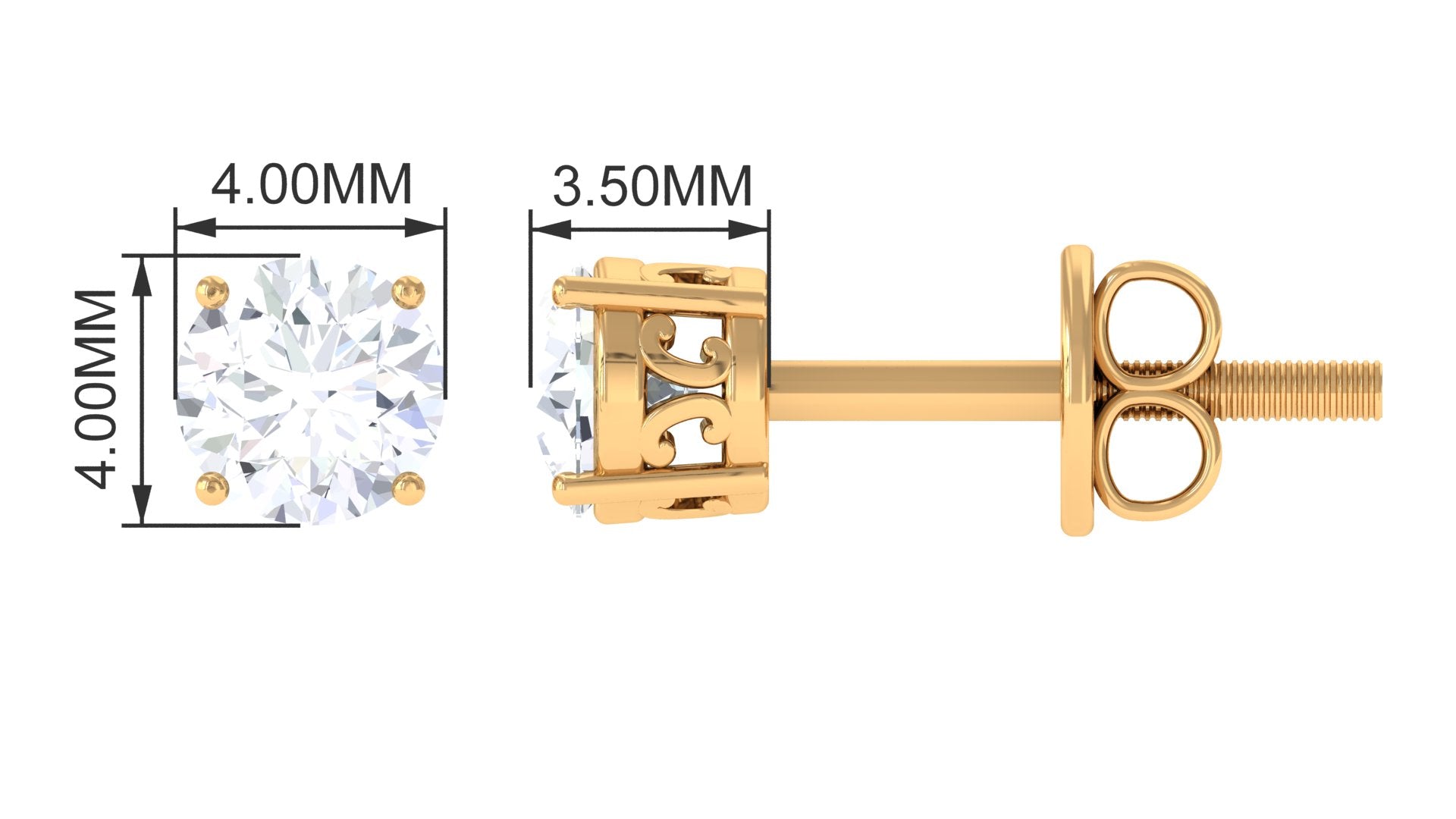 Brilliant Cut Diamond Solitaire Stud Earrings in Prong Setting Natural - ( HI-SI ) - Rosec Jewels