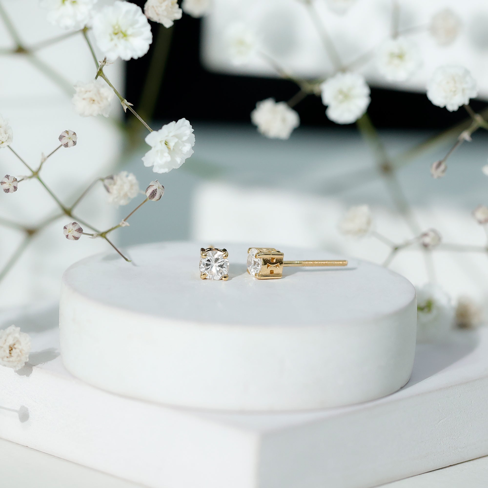 Brilliant Cut Diamond Solitaire Stud Earrings in Prong Setting Natural - ( HI-SI ) - Rosec Jewels