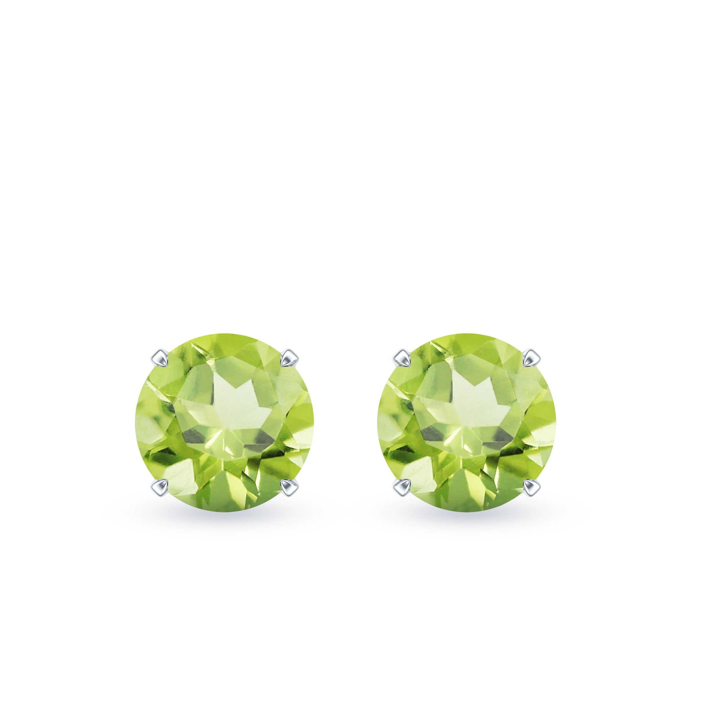 Natural 1 Carat Peridot Stud Earrings with Screw Back AAA - Rosec Jewels