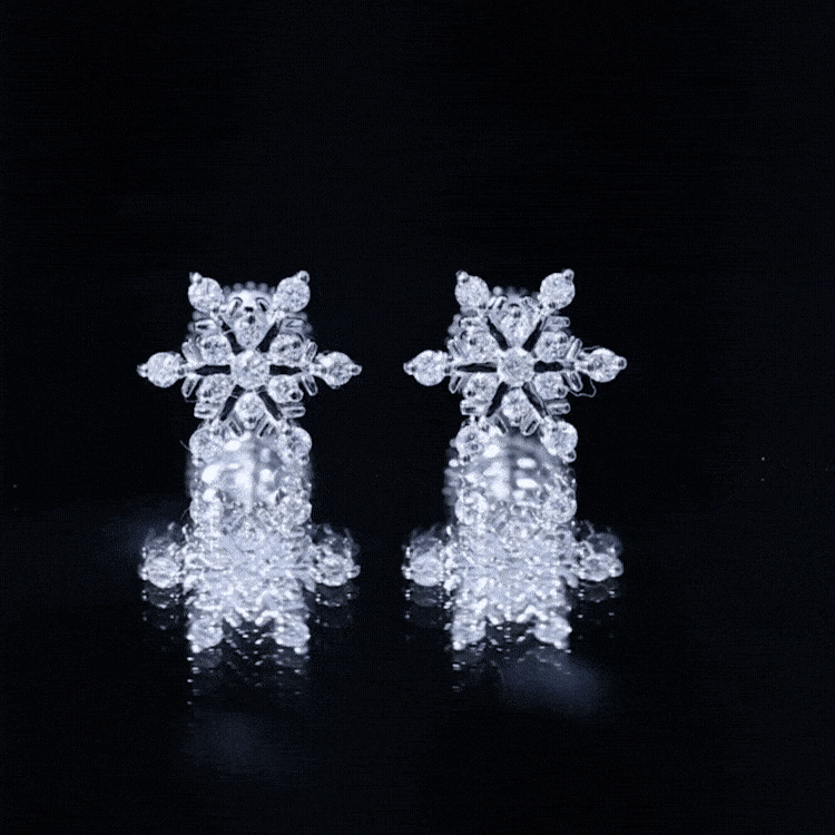 Moissanite Snowflake Stud Earrings for Her D-VS1 - Rosec Jewels