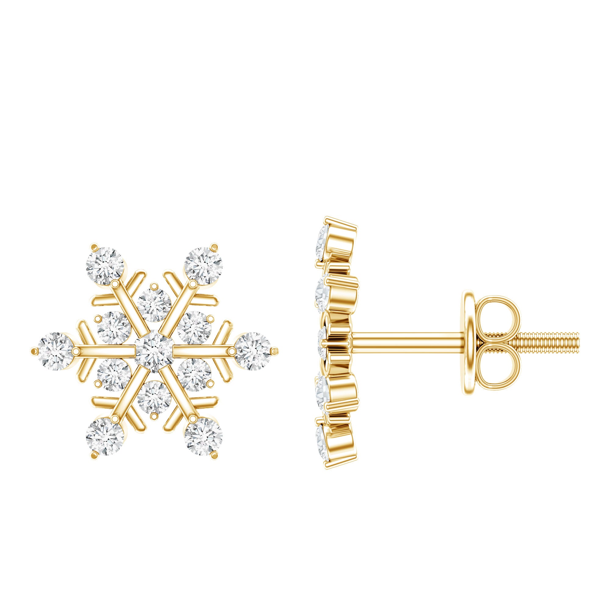 Moissanite Snowflake Stud Earrings for Her D-VS1 - Rosec Jewels