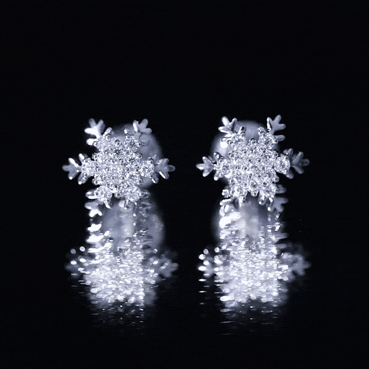 Certified Moissanite Winter Snowflake Stud Earrings D-VS1 - Rosec Jewels