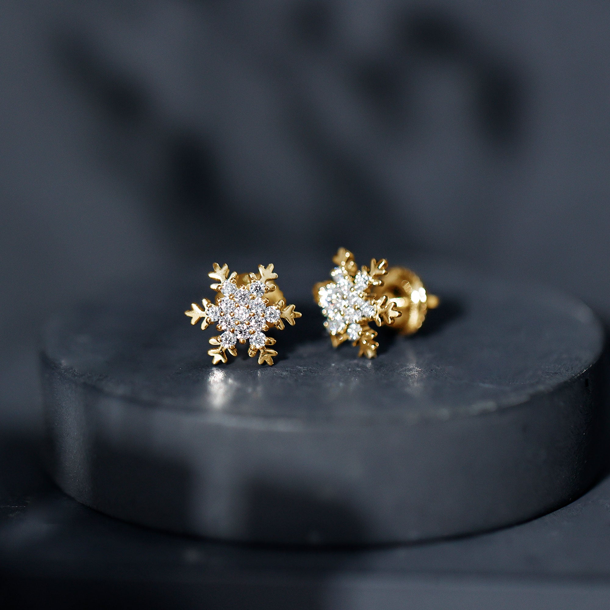 Certified Moissanite Winter Snowflake Stud Earrings D-VS1 - Rosec Jewels