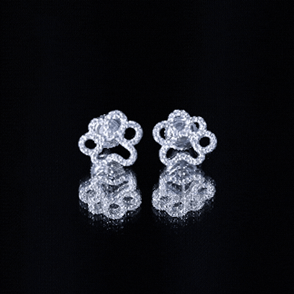 Moissanite Paw Print Earrings With Certificate D-VS1 - Rosec Jewels
