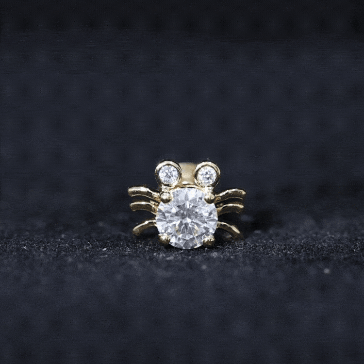 1 CT Moissanite Crab Stud Earrings with Certificate D-VS1 - Rosec Jewels