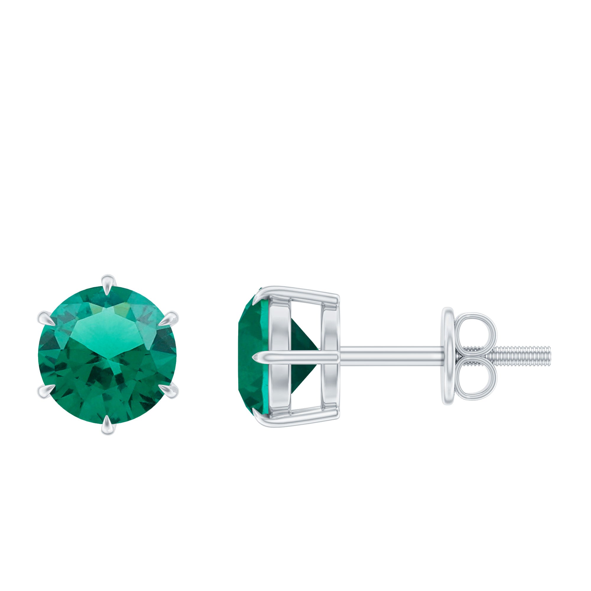 Certified Lab Created Emerald Solitaire Stud Earrings For Her AAAA - Rosec Jewels