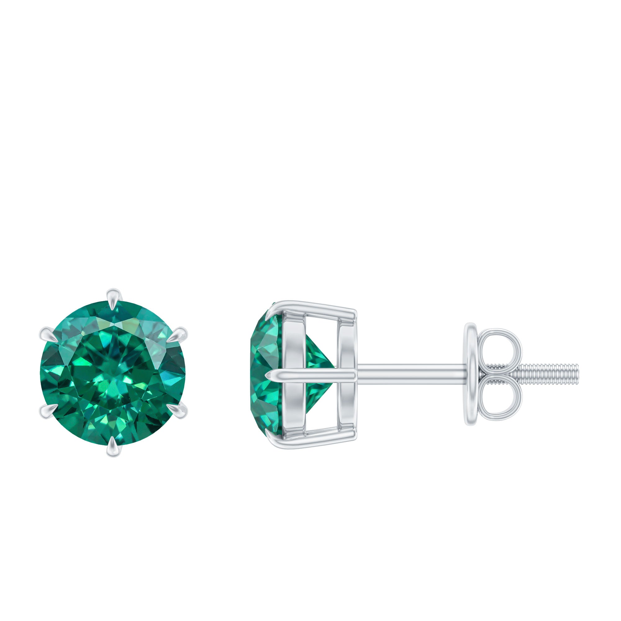 Certified Lab Created Emerald Solitaire Stud Earrings For Her AAAA - Rosec Jewels
