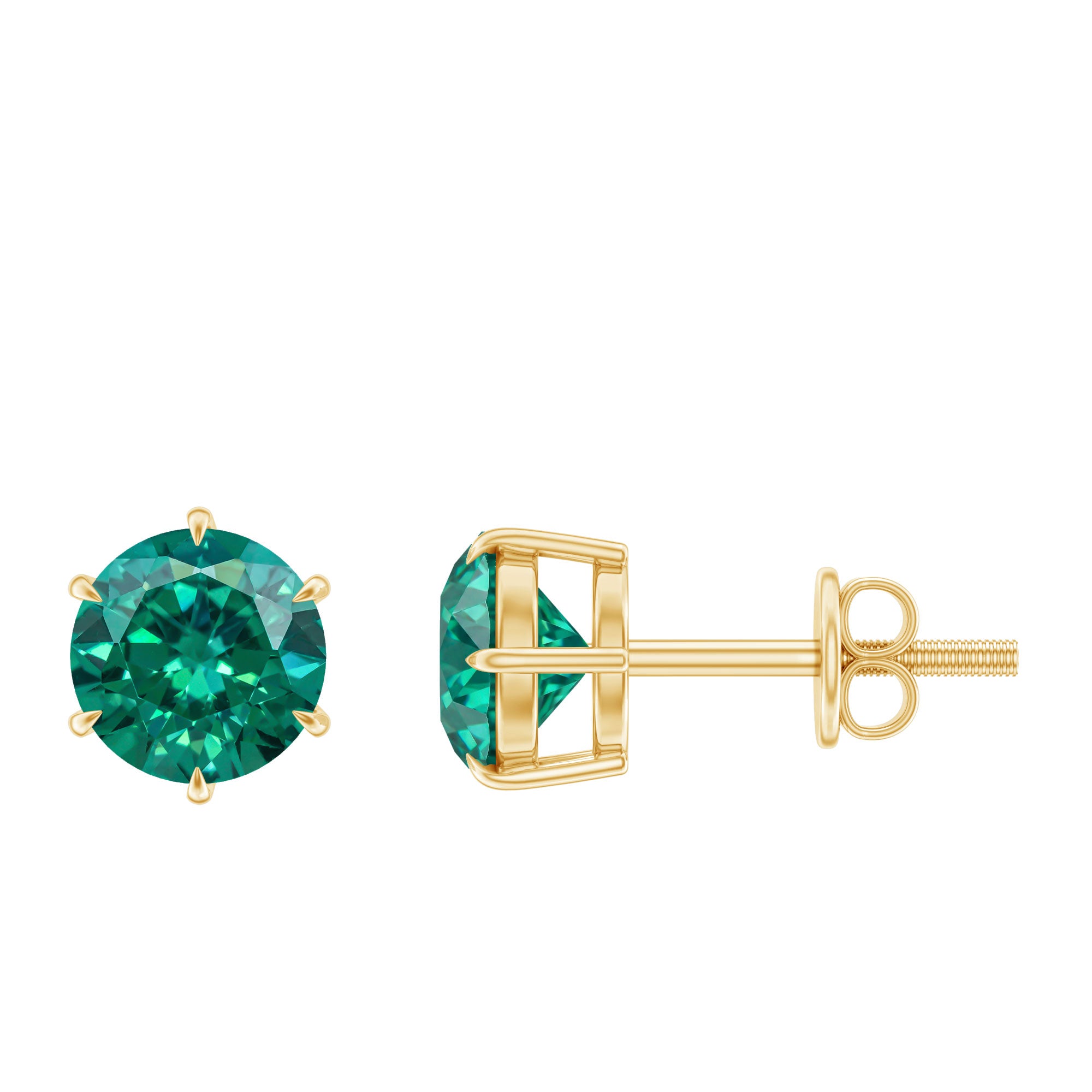 Certified Lab Created Emerald Solitaire Stud Earrings For Her AAAA - Rosec Jewels