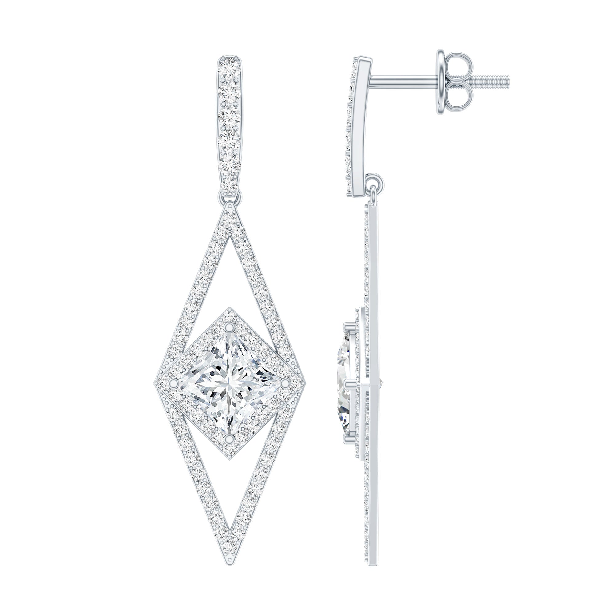 Certified Lab Grown Wedding Dangle Earrings Lab - ( EF-VS ) - Rosec Jewels