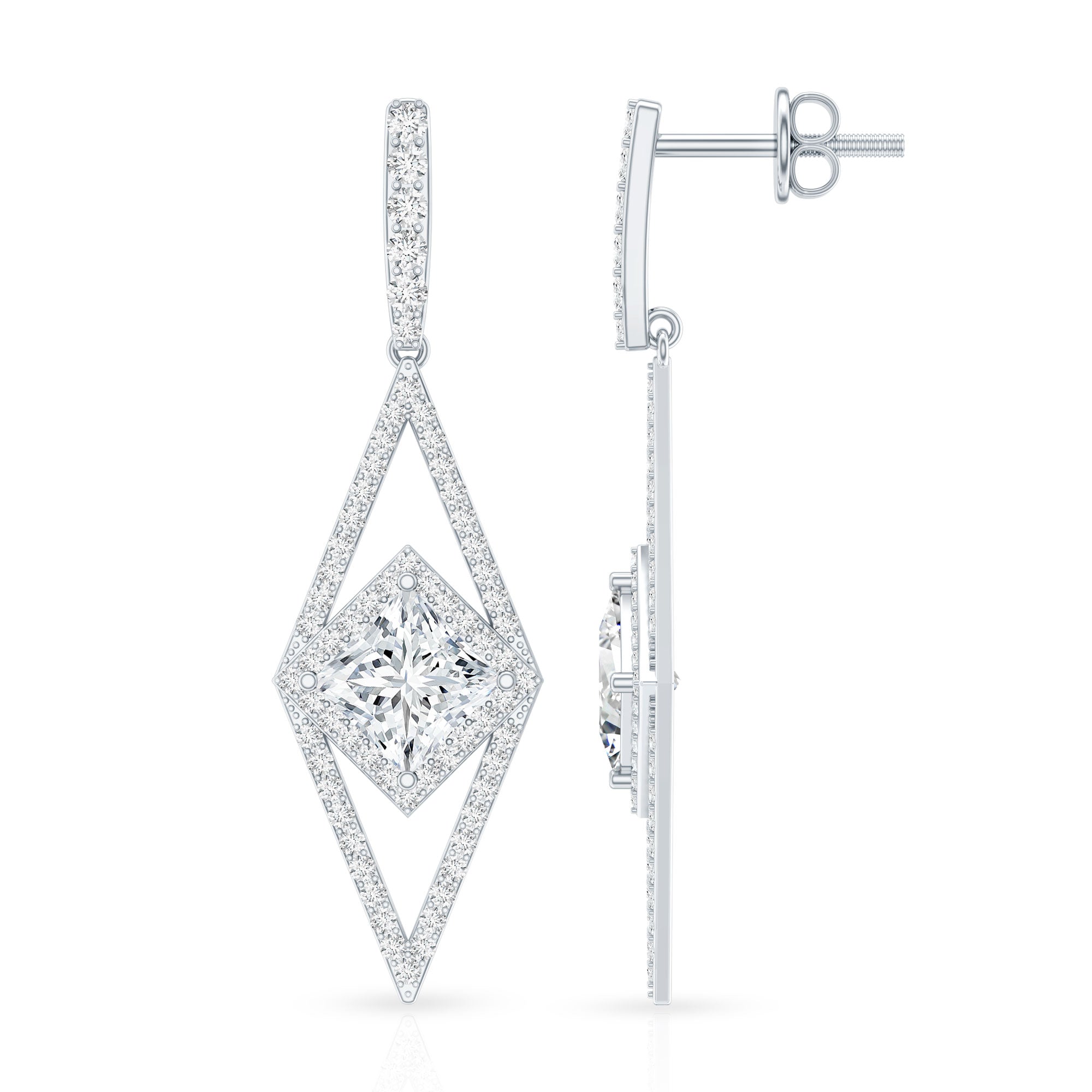Certified Lab Grown Wedding Dangle Earrings Lab - ( EF-VS ) - Rosec Jewels