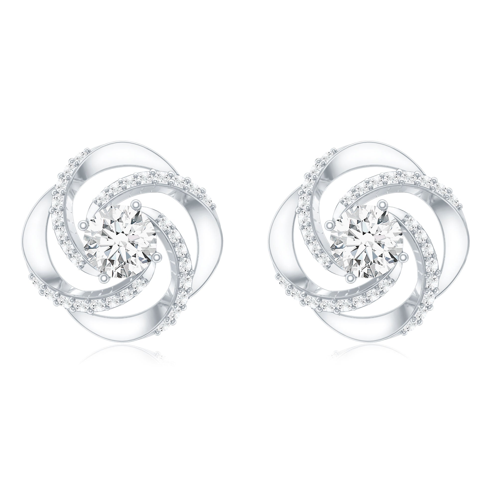 Certified Lab 5 MM Round Diamond Swirl Stud Earrings Lab - ( EF-VS ) - Rosec Jewels