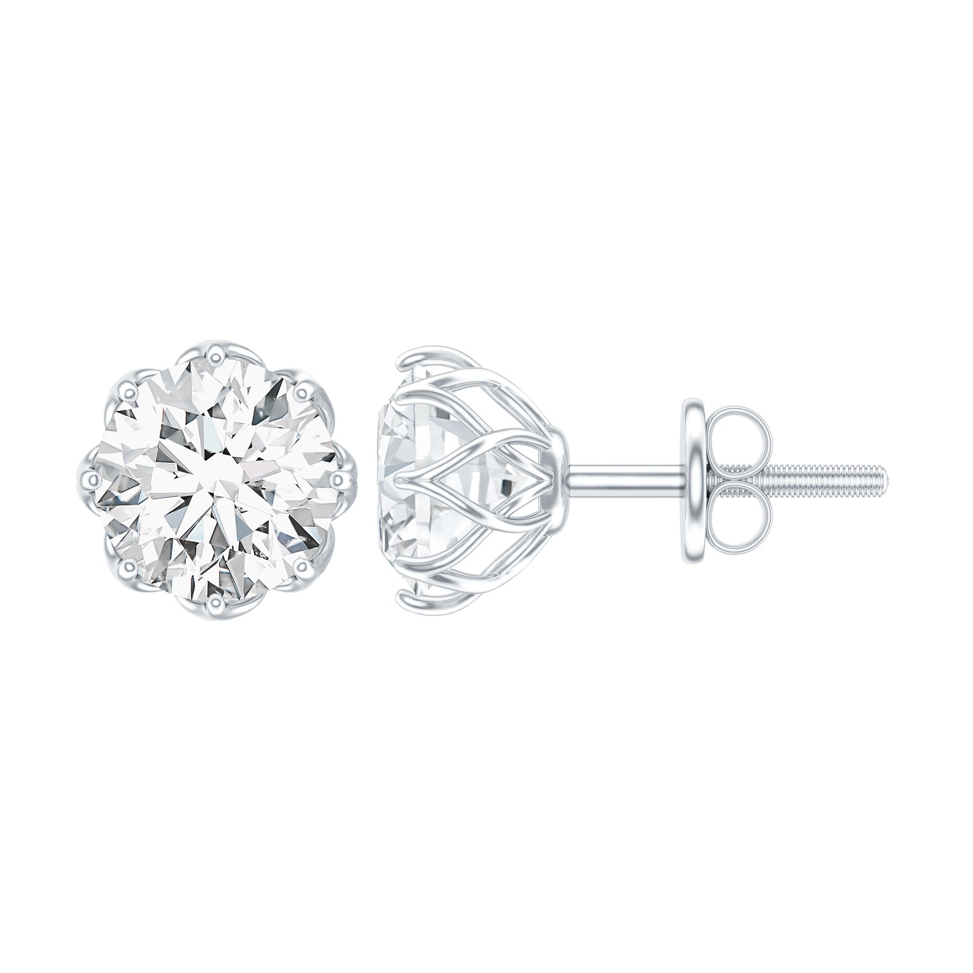 Certified 6 MM Lab Grown Diamond Solitaire Stud Earrings Lab - ( EF-VS ) - Rosec Jewels