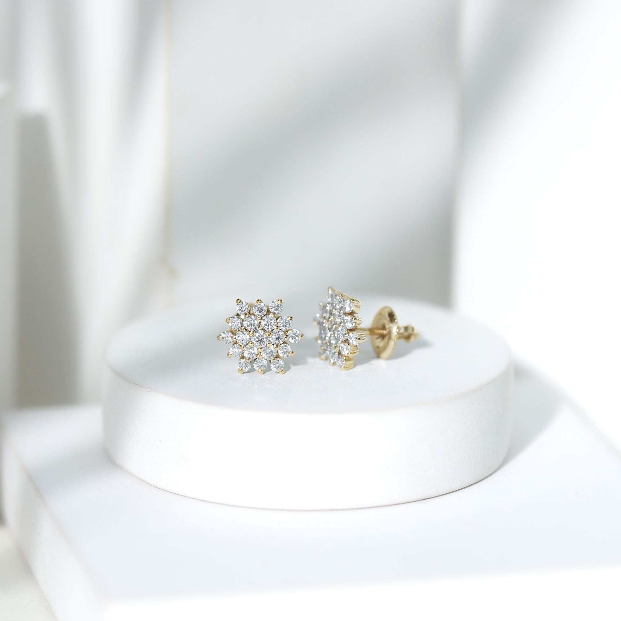 Certified Lab Grown Diamond Flower Statement Earrings Lab - ( EF-VS ) - Rosec Jewels
