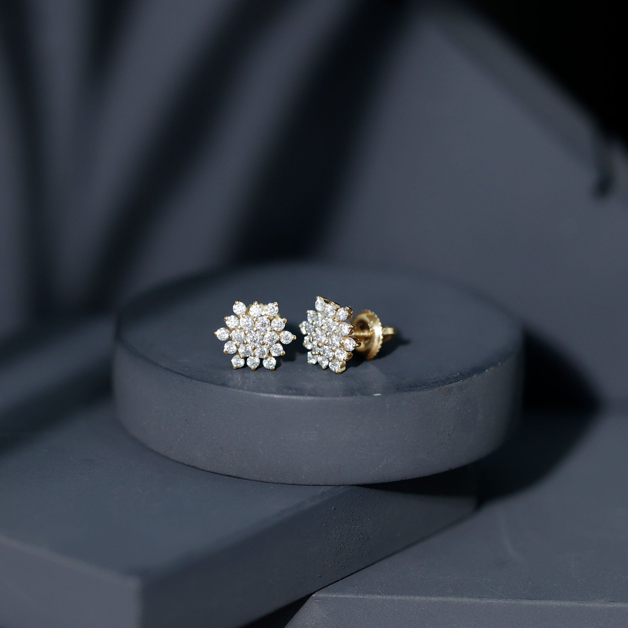 Certified Lab Grown Diamond Flower Statement Earrings Lab - ( EF-VS ) - Rosec Jewels